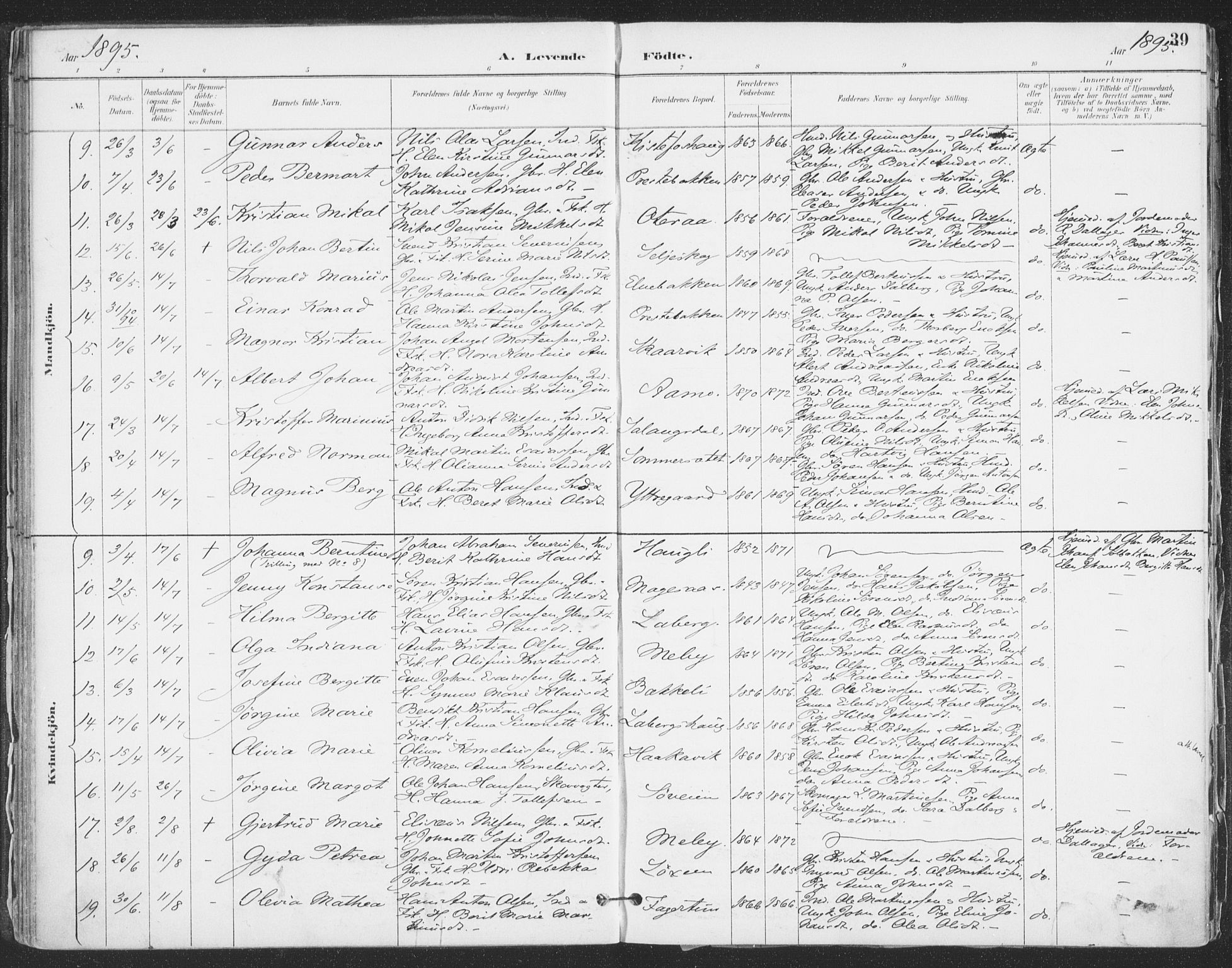Ibestad sokneprestembete, SATØ/S-0077/H/Ha/Haa/L0015kirke: Parish register (official) no. 15, 1888-1899, p. 39
