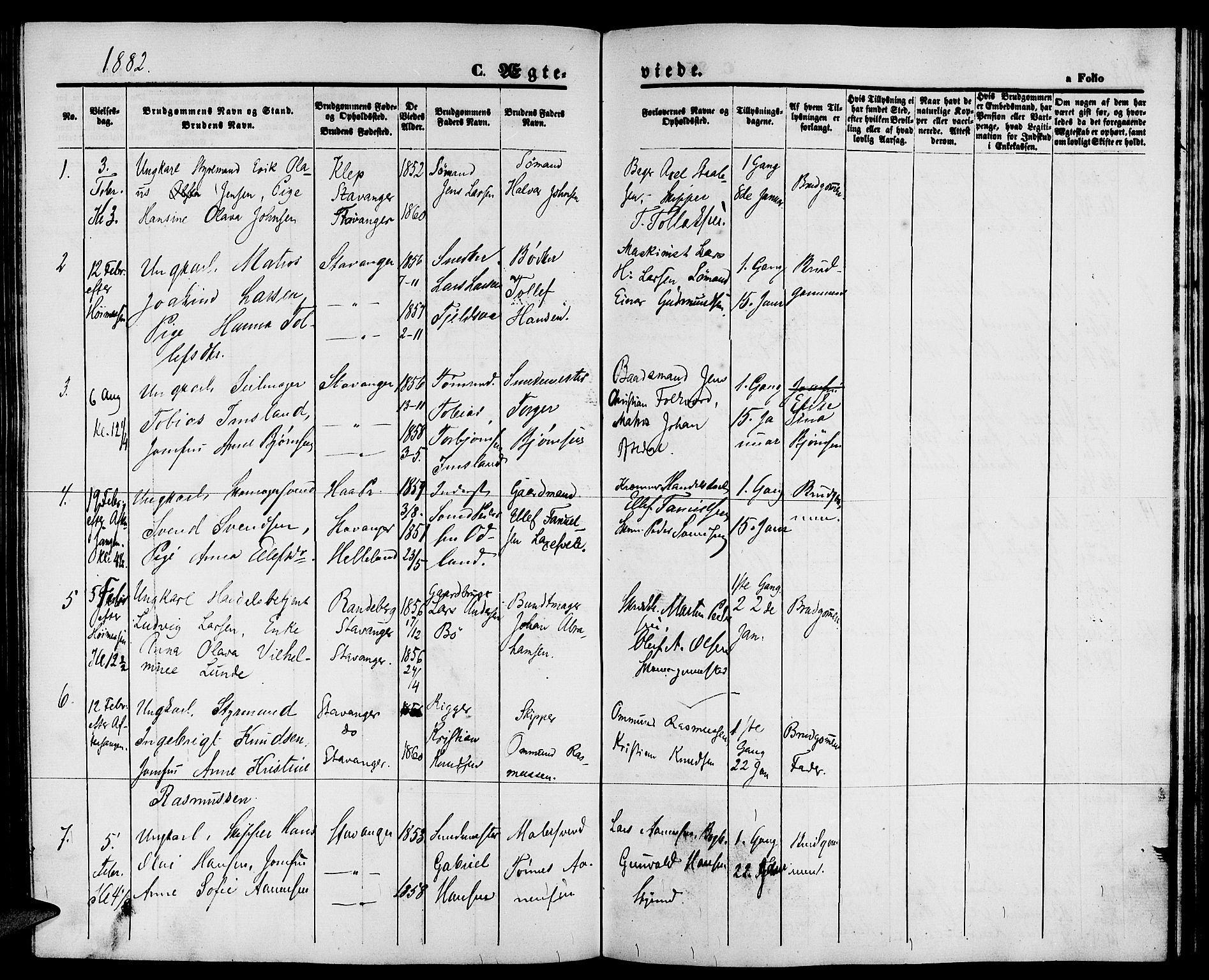 St. Petri sokneprestkontor, SAST/A-101813/001/30/30BB/L0003: Parish register (copy) no. B 3, 1873-1885