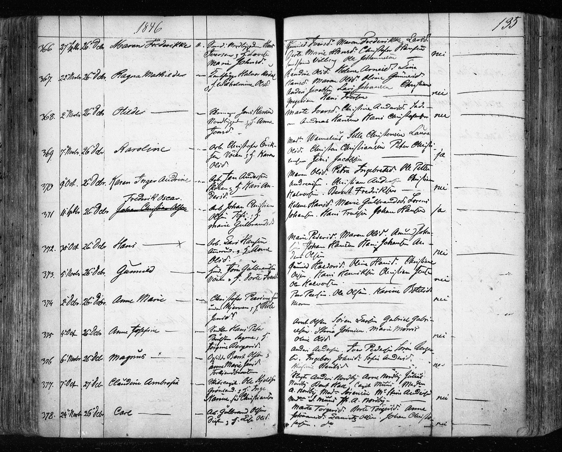 Aker prestekontor kirkebøker, AV/SAO-A-10861/F/L0019: Parish register (official) no. 19, 1842-1852, p. 135