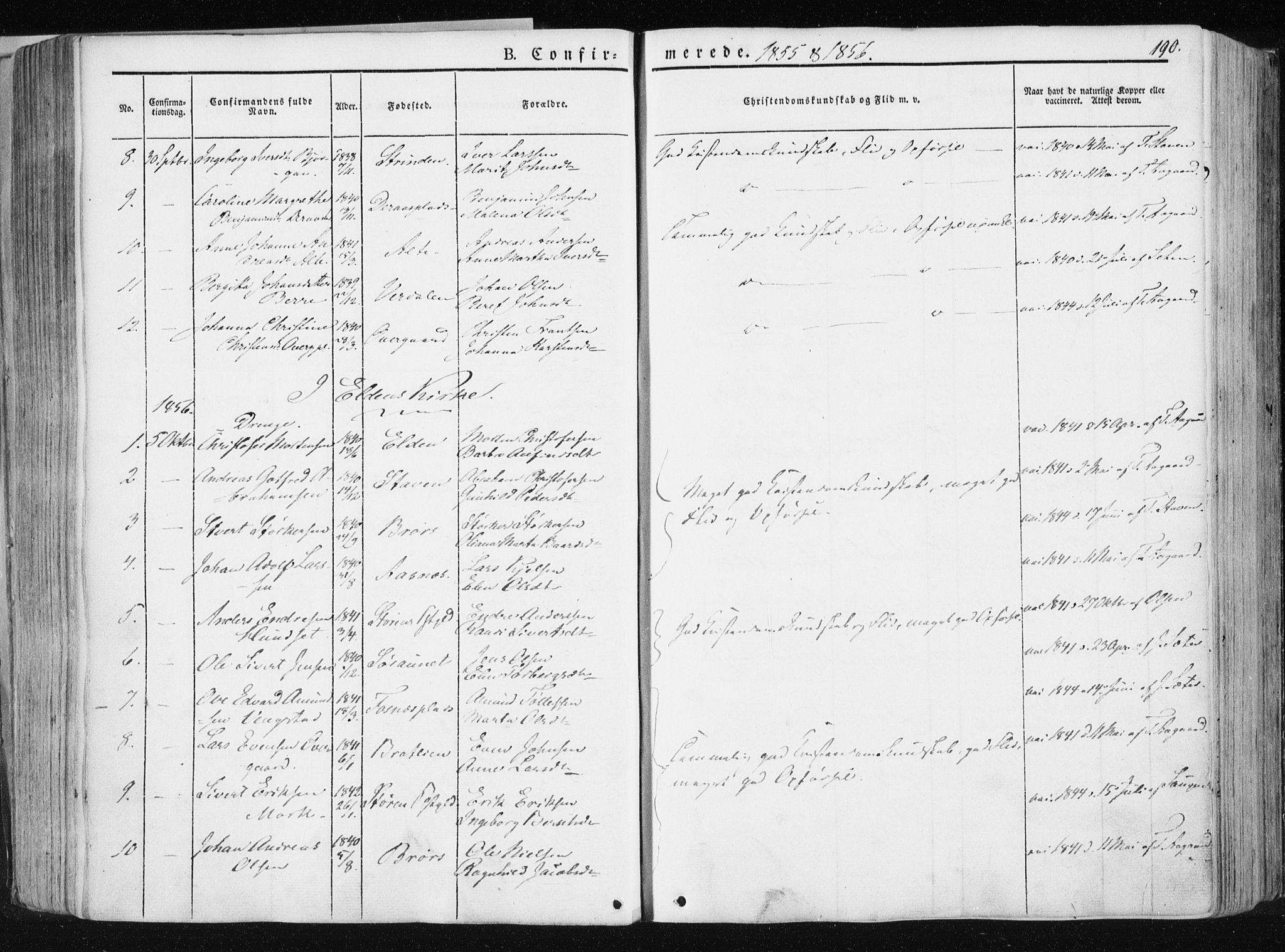 Ministerialprotokoller, klokkerbøker og fødselsregistre - Nord-Trøndelag, SAT/A-1458/741/L0393: Parish register (official) no. 741A07, 1849-1863, p. 190
