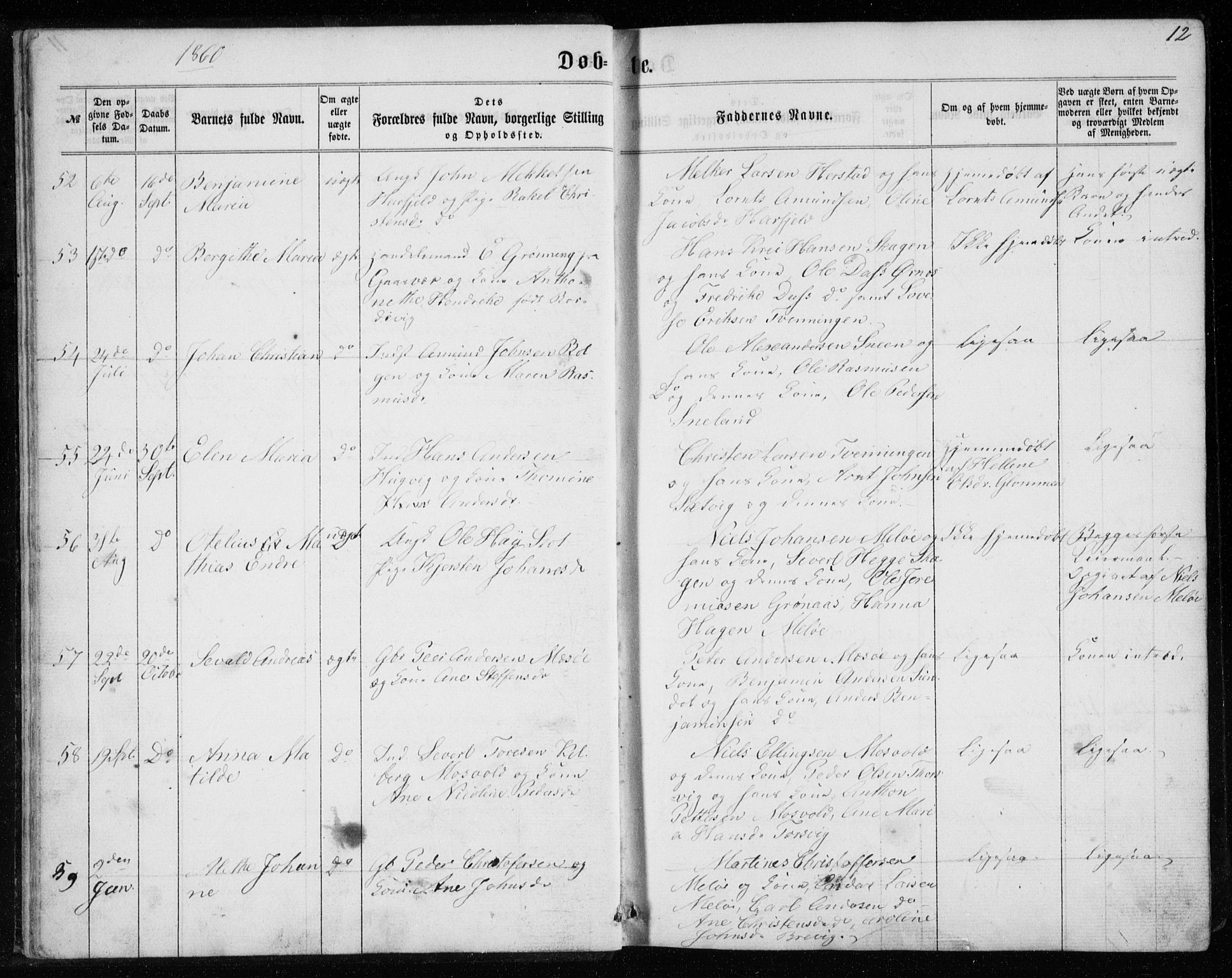 Ministerialprotokoller, klokkerbøker og fødselsregistre - Nordland, AV/SAT-A-1459/843/L0634: Parish register (copy) no. 843C03, 1860-1884, p. 12