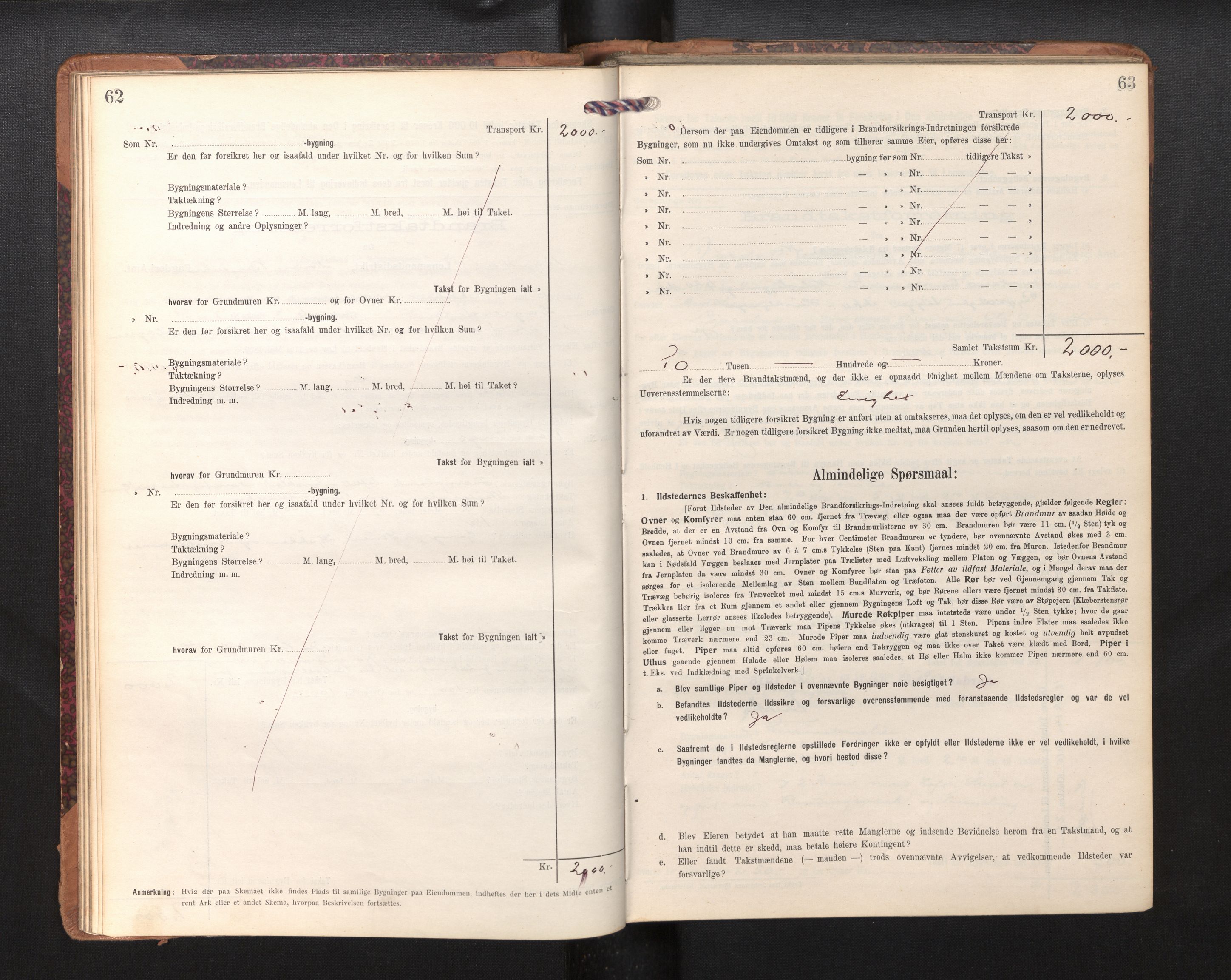 Lensmannen i Årdal, AV/SAB-A-30501/0012/L0009: Branntakstprotokoll, skjematakst, 1914-1926, p. 62-63