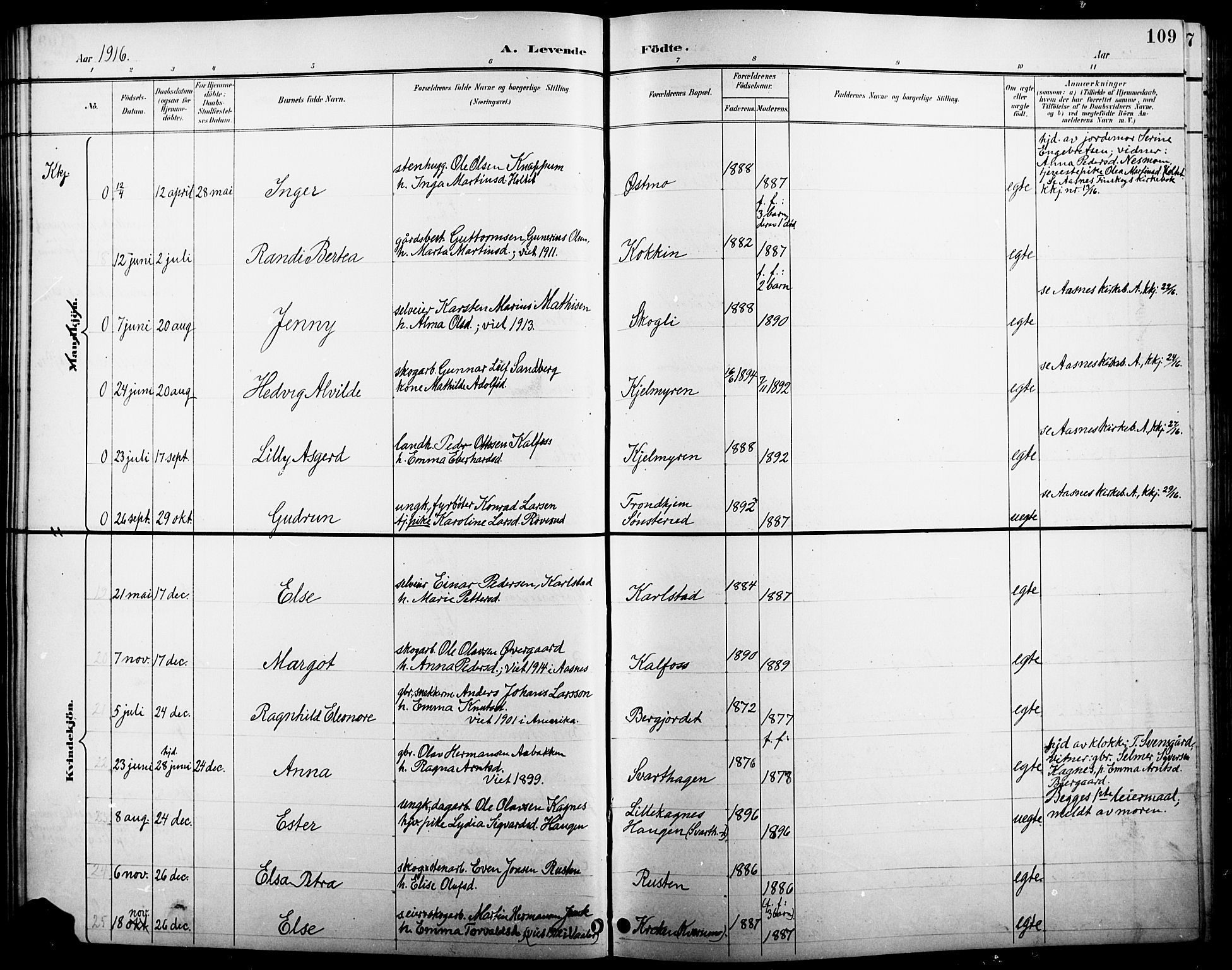 Åsnes prestekontor, AV/SAH-PREST-042/H/Ha/Hab/L0005: Parish register (copy) no. 5, 1895-1920, p. 109