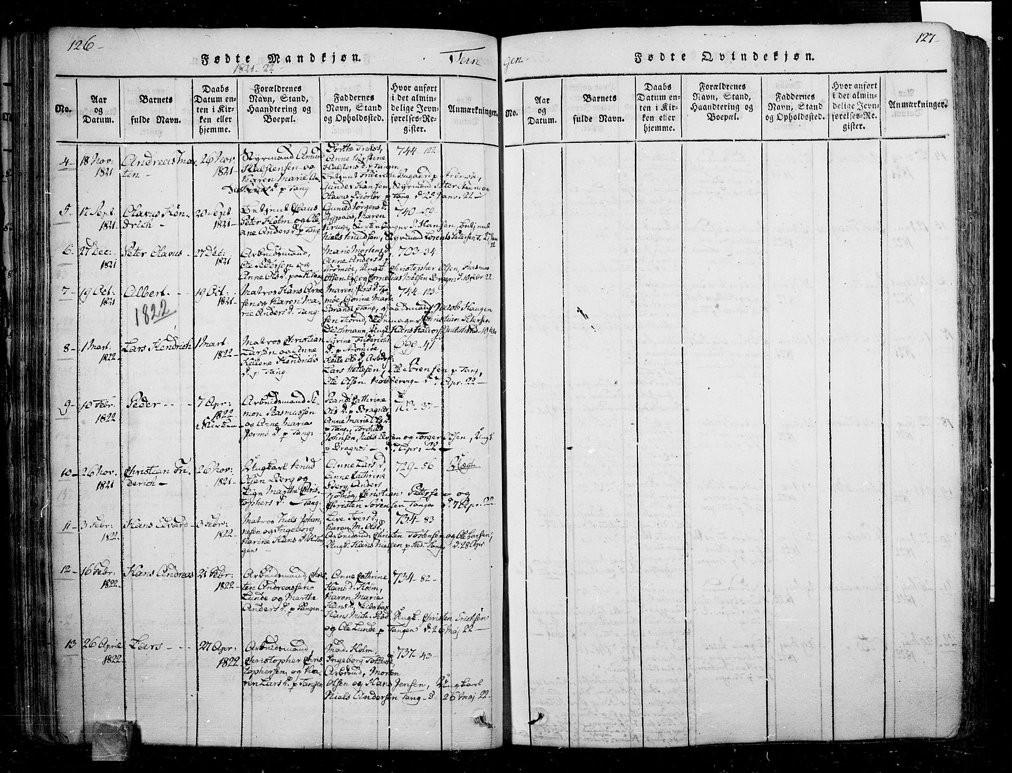 Skoger kirkebøker, AV/SAKO-A-59/F/Fa/L0002: Parish register (official) no. I 2 /2, 1814-1842, p. 126-127