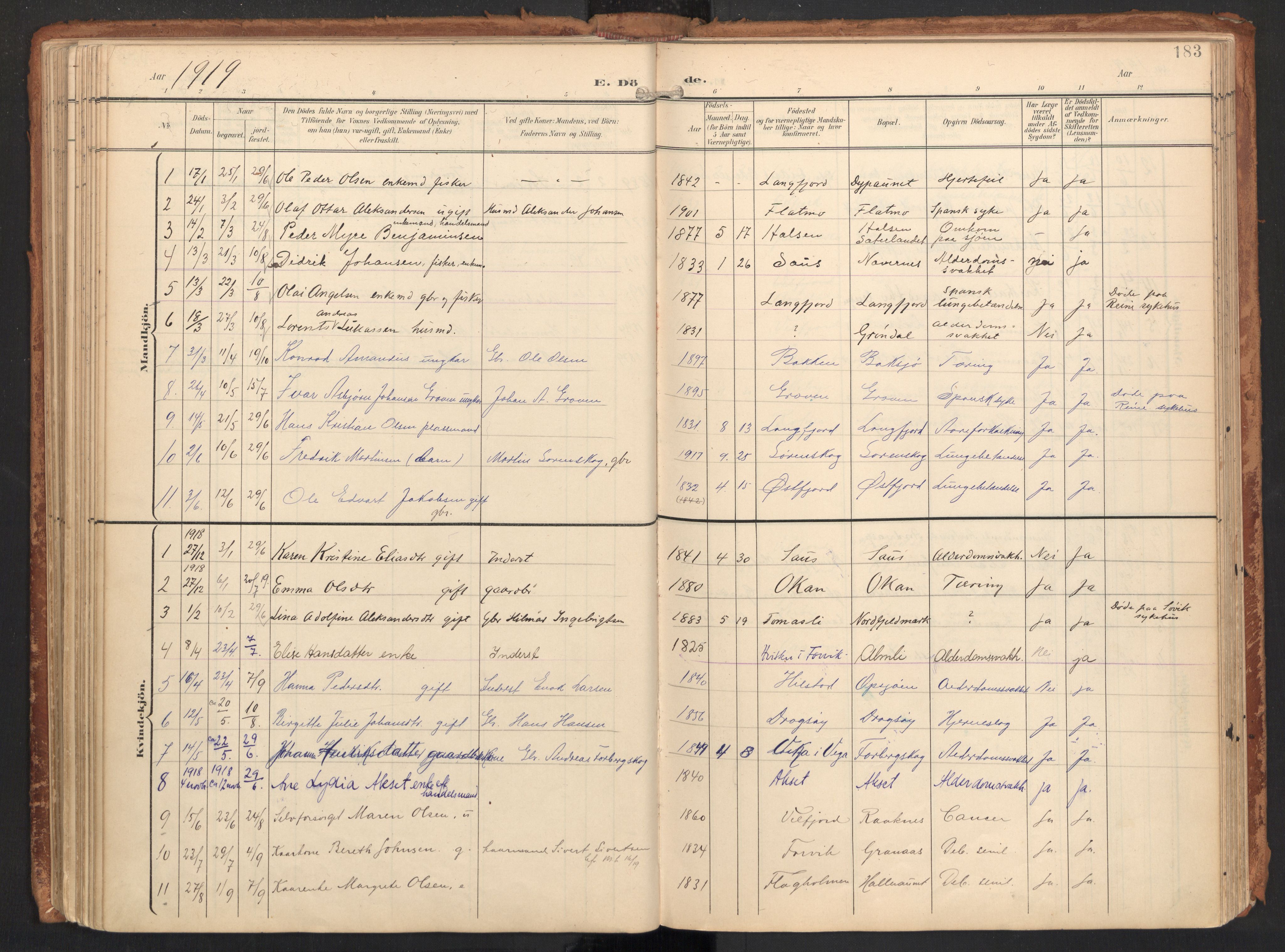 Ministerialprotokoller, klokkerbøker og fødselsregistre - Nordland, AV/SAT-A-1459/814/L0227: Parish register (official) no. 814A08, 1899-1920, p. 183