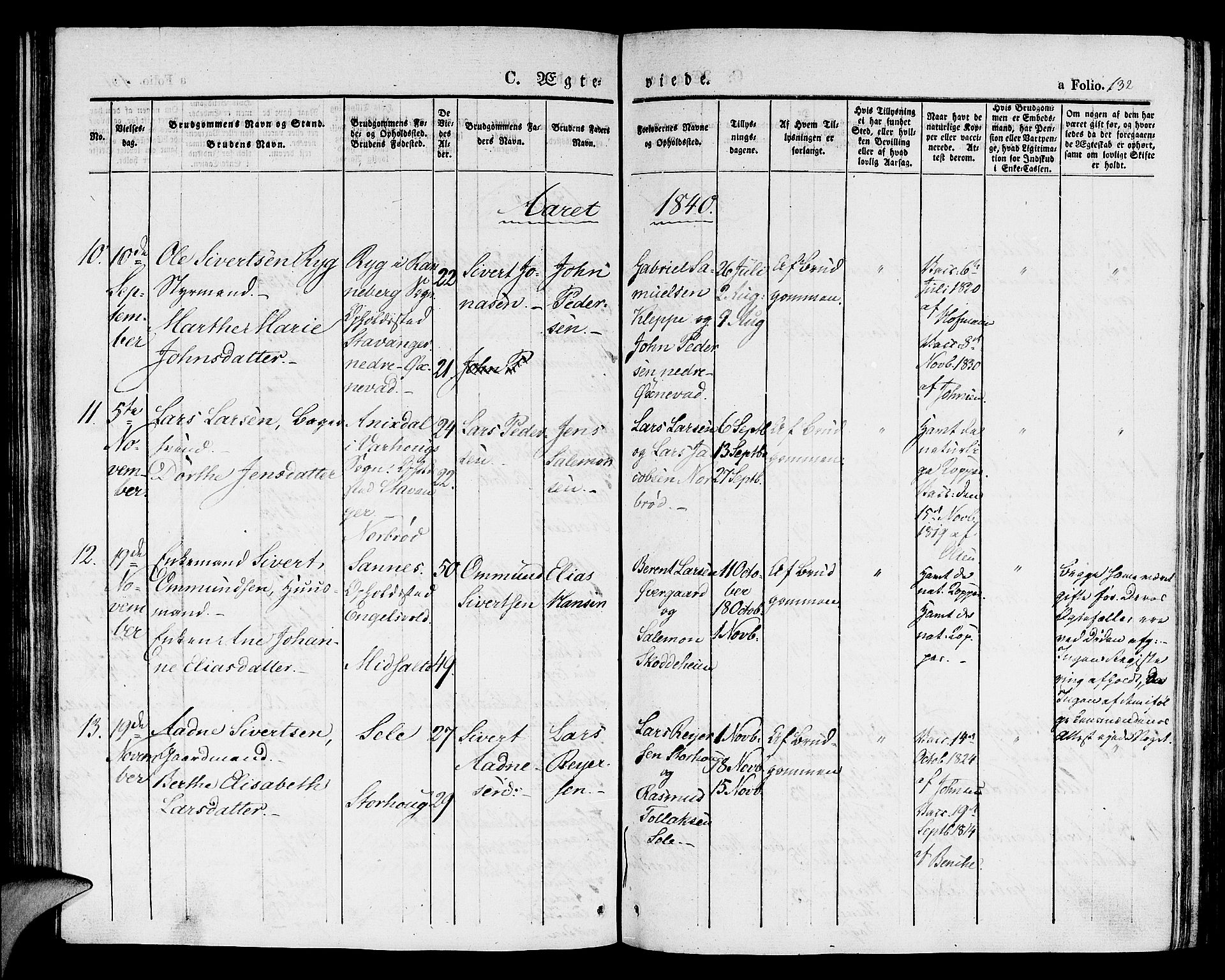 Klepp sokneprestkontor, SAST/A-101803/001/3/30BA/L0003: Parish register (official) no. A 3, 1833-1842, p. 132
