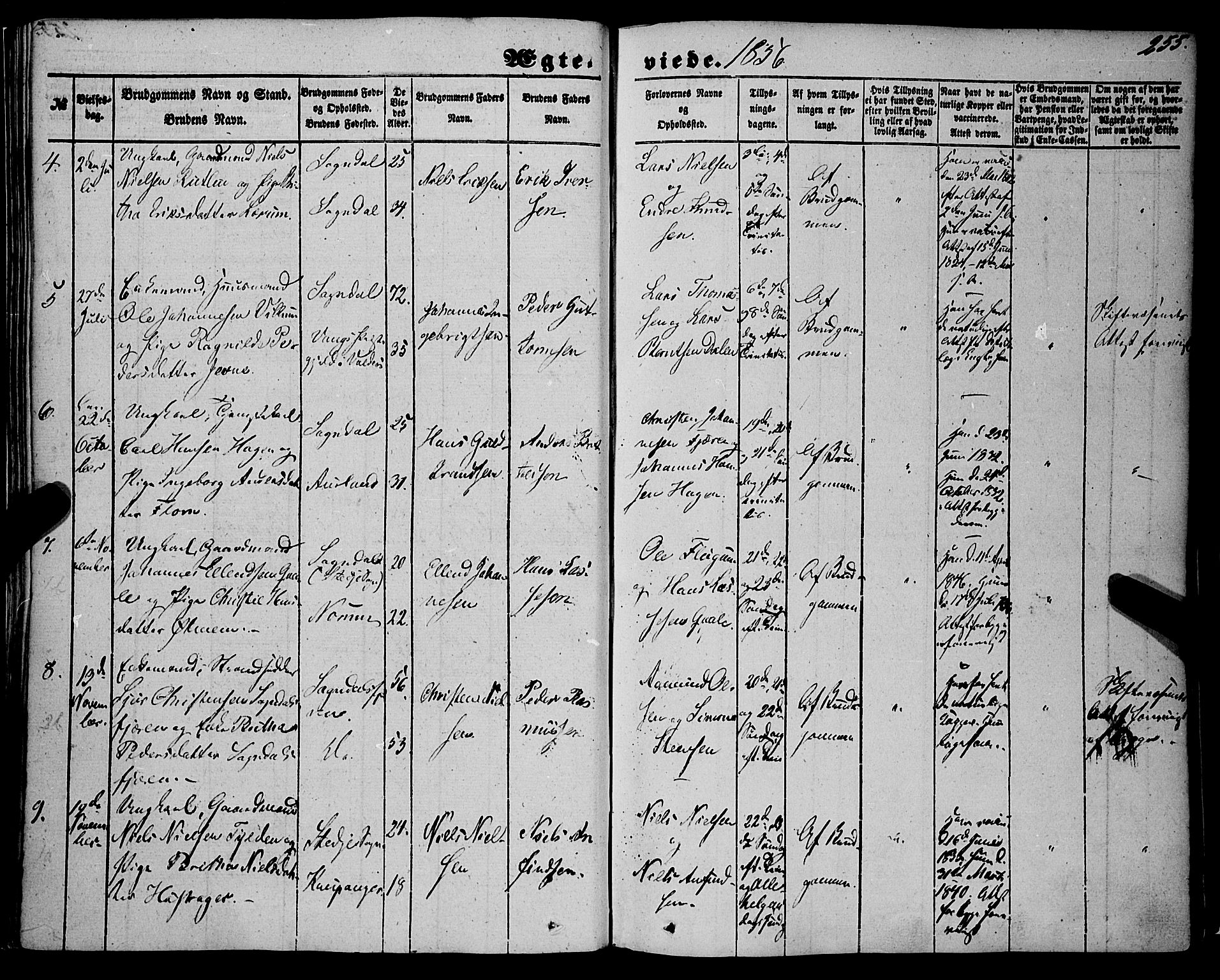 Sogndal sokneprestembete, AV/SAB-A-81301/H/Haa/Haaa/L0012II: Parish register (official) no. A 12II, 1847-1877, p. 255