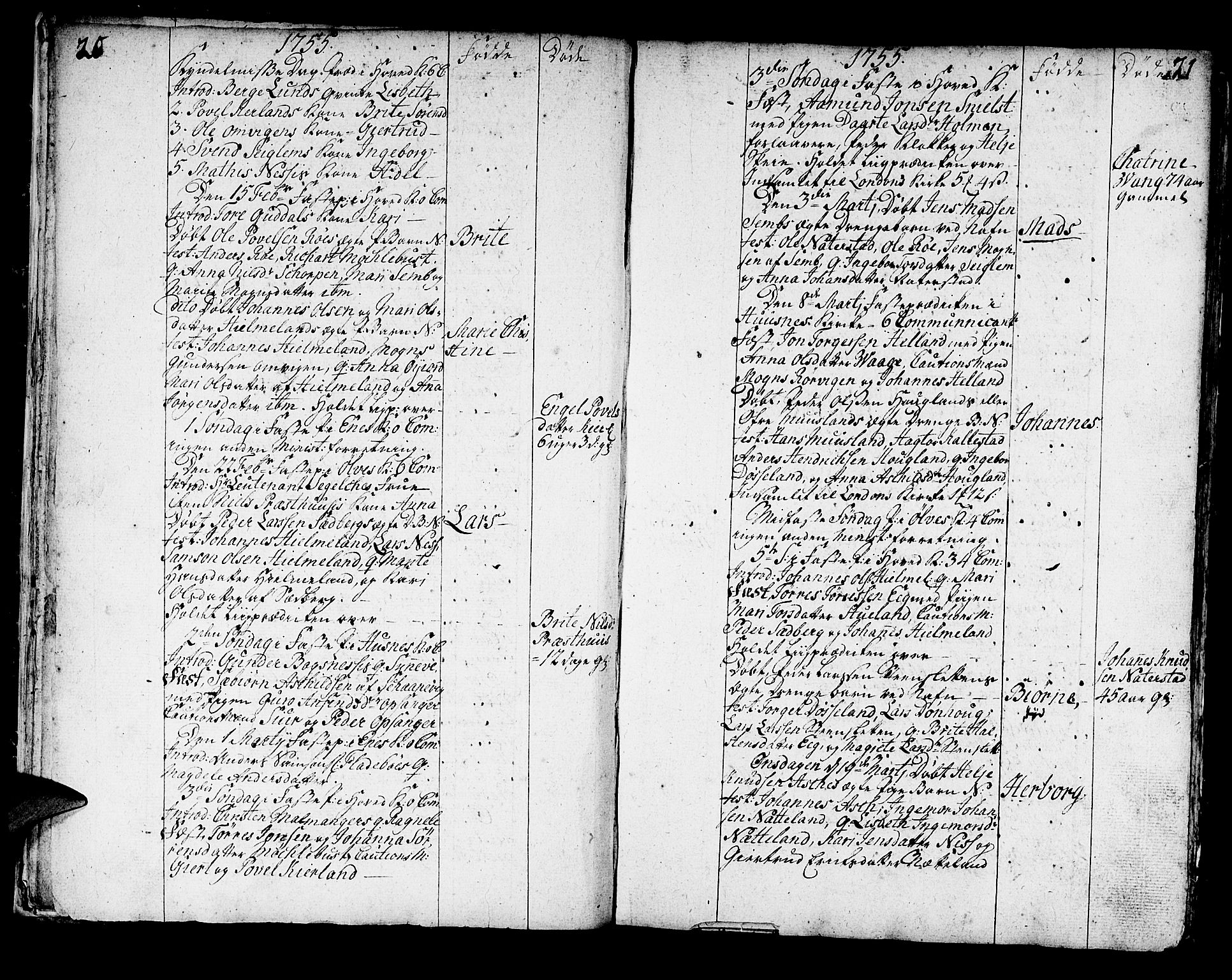 Kvinnherad sokneprestembete, AV/SAB-A-76401/H/Haa: Parish register (official) no. A 3, 1754-1777, p. 20-21