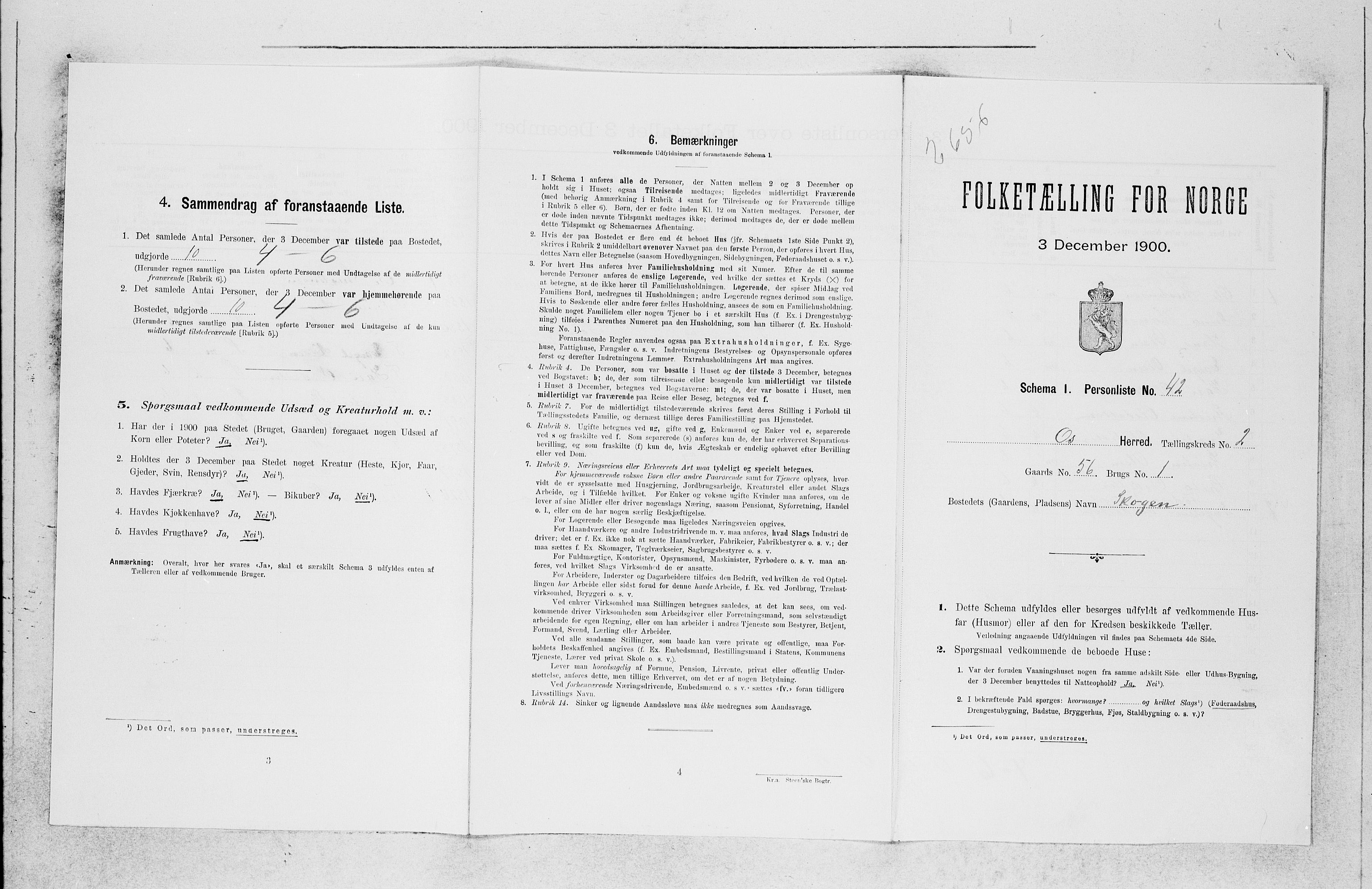 SAB, 1900 census for Os, 1900, p. 252