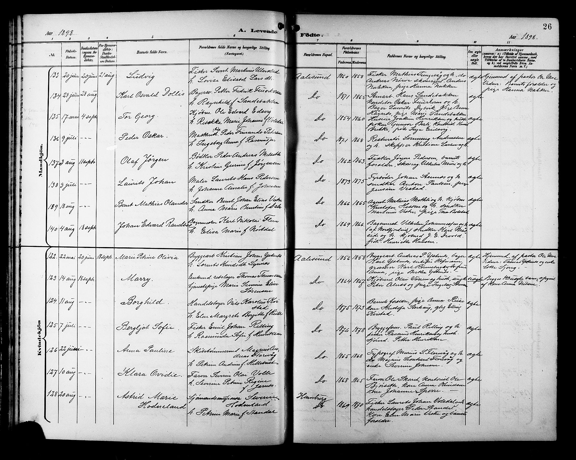 Ministerialprotokoller, klokkerbøker og fødselsregistre - Møre og Romsdal, SAT/A-1454/529/L0468: Parish register (copy) no. 529C05, 1897-1908, p. 26