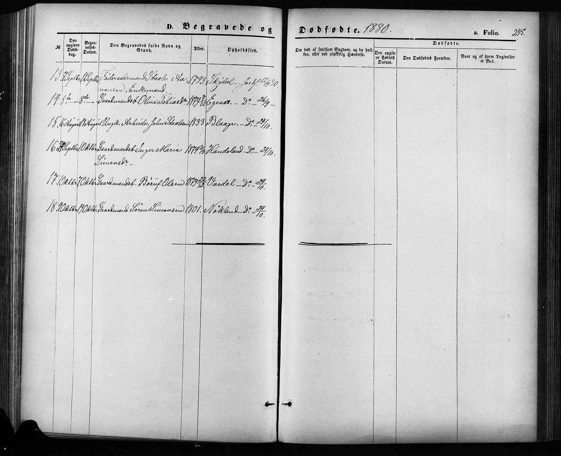 Hægebostad sokneprestkontor, AV/SAK-1111-0024/F/Fa/Fab/L0003: Parish register (official) no. A 3, 1872-1886, p. 255