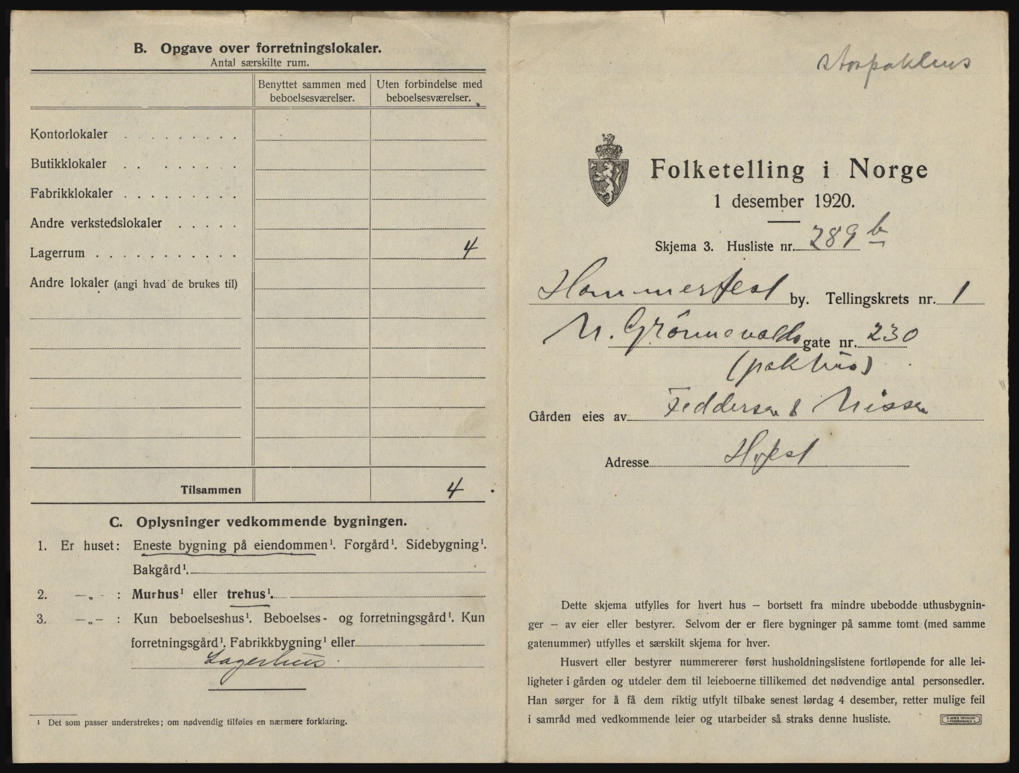 SATØ, 1920 census for Hammerfest, 1920, p. 648