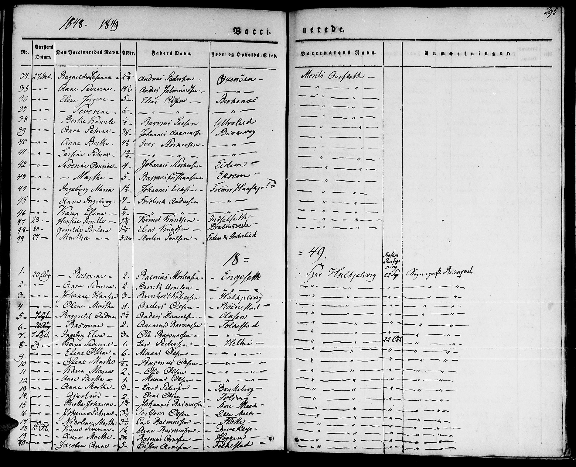 Ministerialprotokoller, klokkerbøker og fødselsregistre - Møre og Romsdal, AV/SAT-A-1454/511/L0139: Parish register (official) no. 511A06, 1831-1850, p. 295