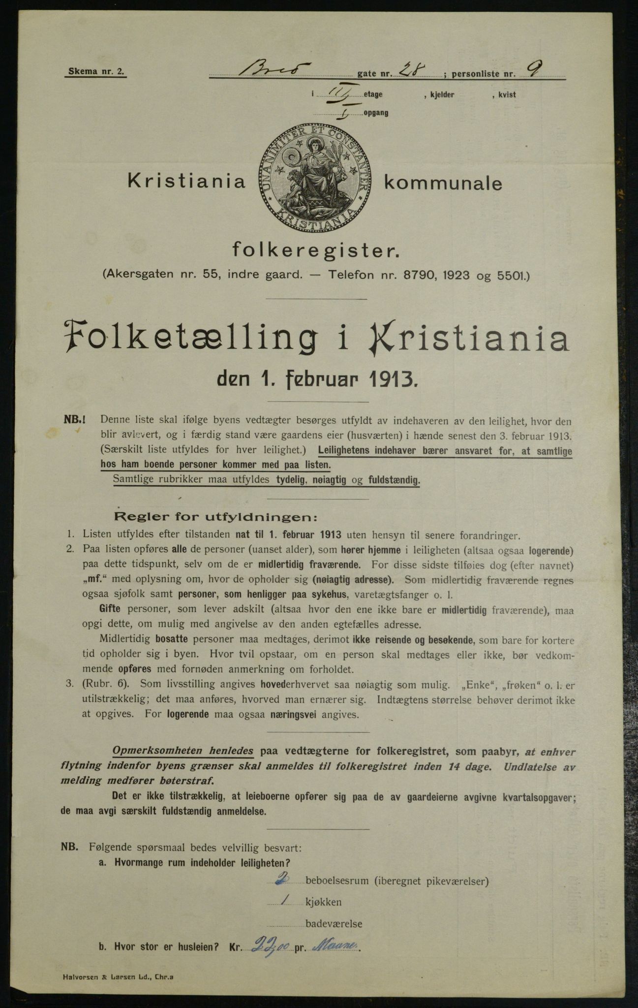 OBA, Municipal Census 1913 for Kristiania, 1913, p. 8566