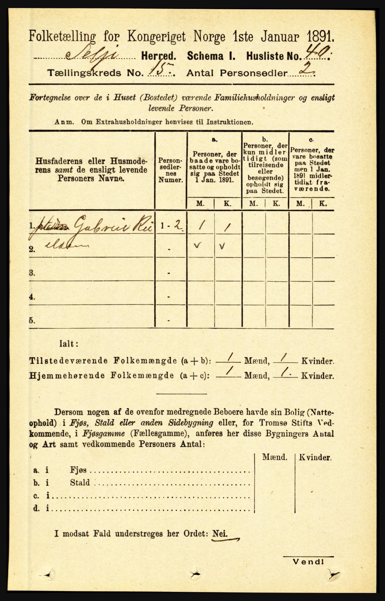 RA, 1891 census for 1441 Selje, 1891, p. 4683