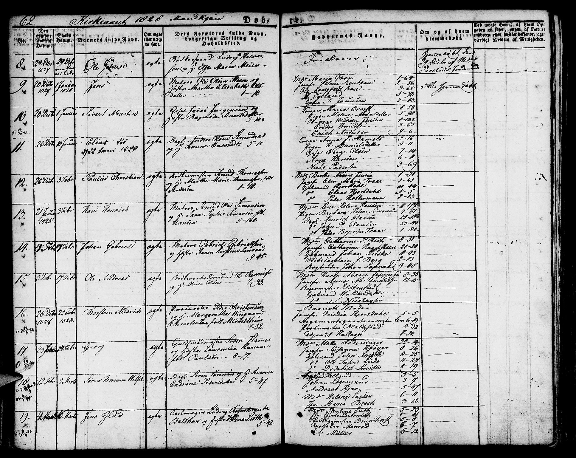 Nykirken Sokneprestembete, SAB/A-77101/H/Hab: Parish register (copy) no. A 5I, 1821-1841, p. 62