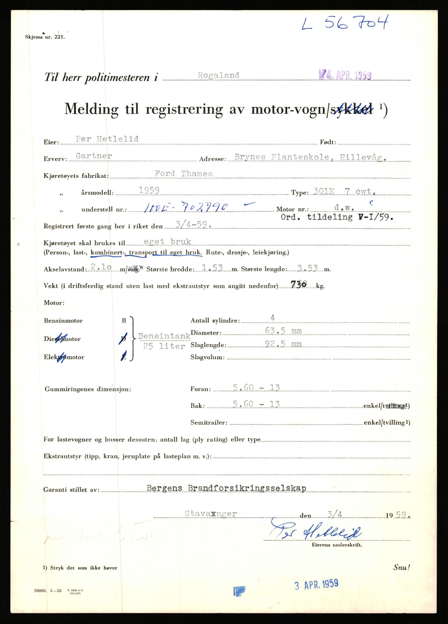 Stavanger trafikkstasjon, AV/SAST-A-101942/0/F/L0056: L-56500 - L-57199, 1930-1971, p. 640