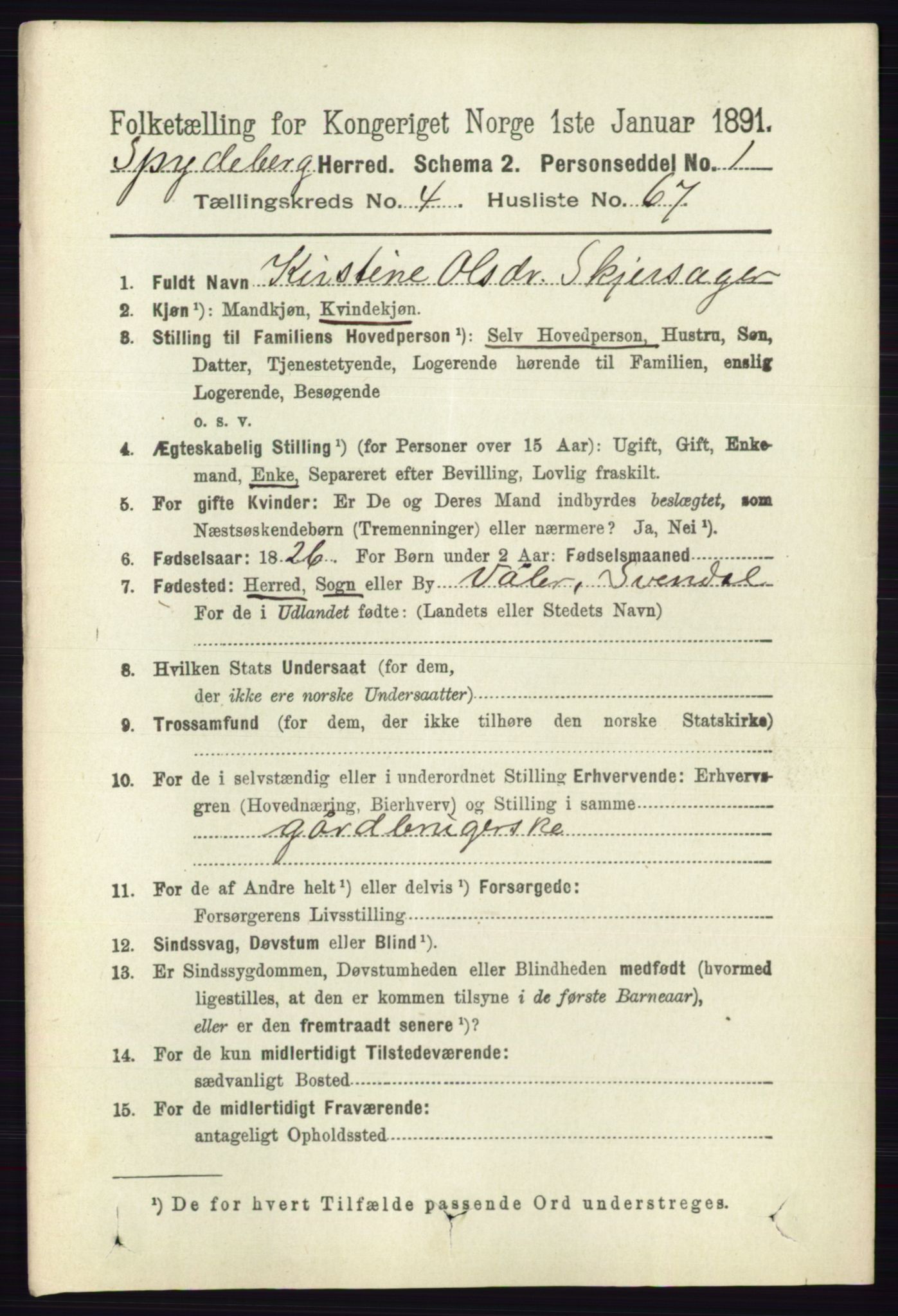 RA, 1891 census for 0123 Spydeberg, 1891, p. 2270