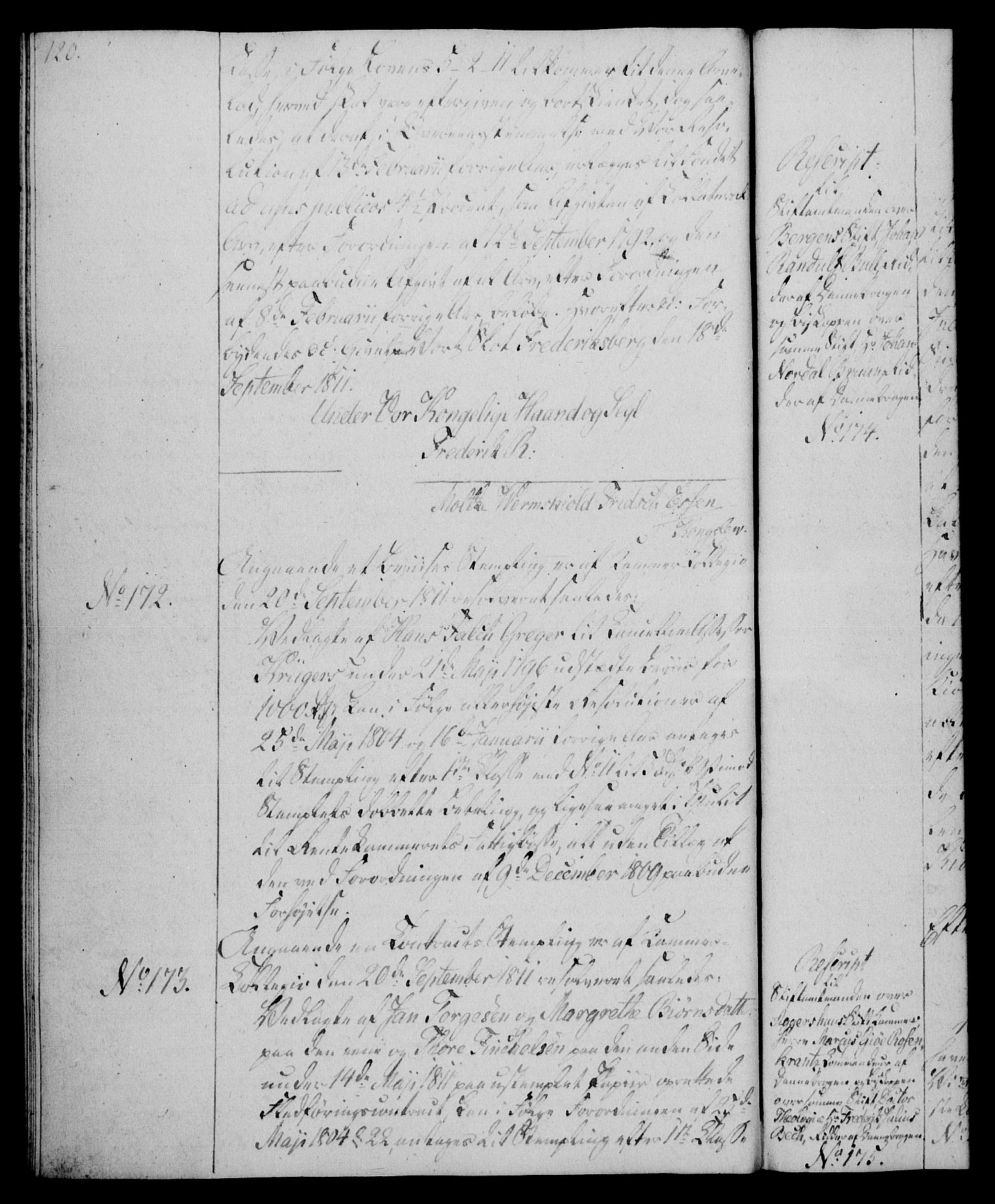 Rentekammeret, Kammerkanselliet, RA/EA-3111/G/Gg/Gga/L0020: Norsk ekspedisjonsprotokoll med register (merket RK 53.20), 1811-1814, p. 120