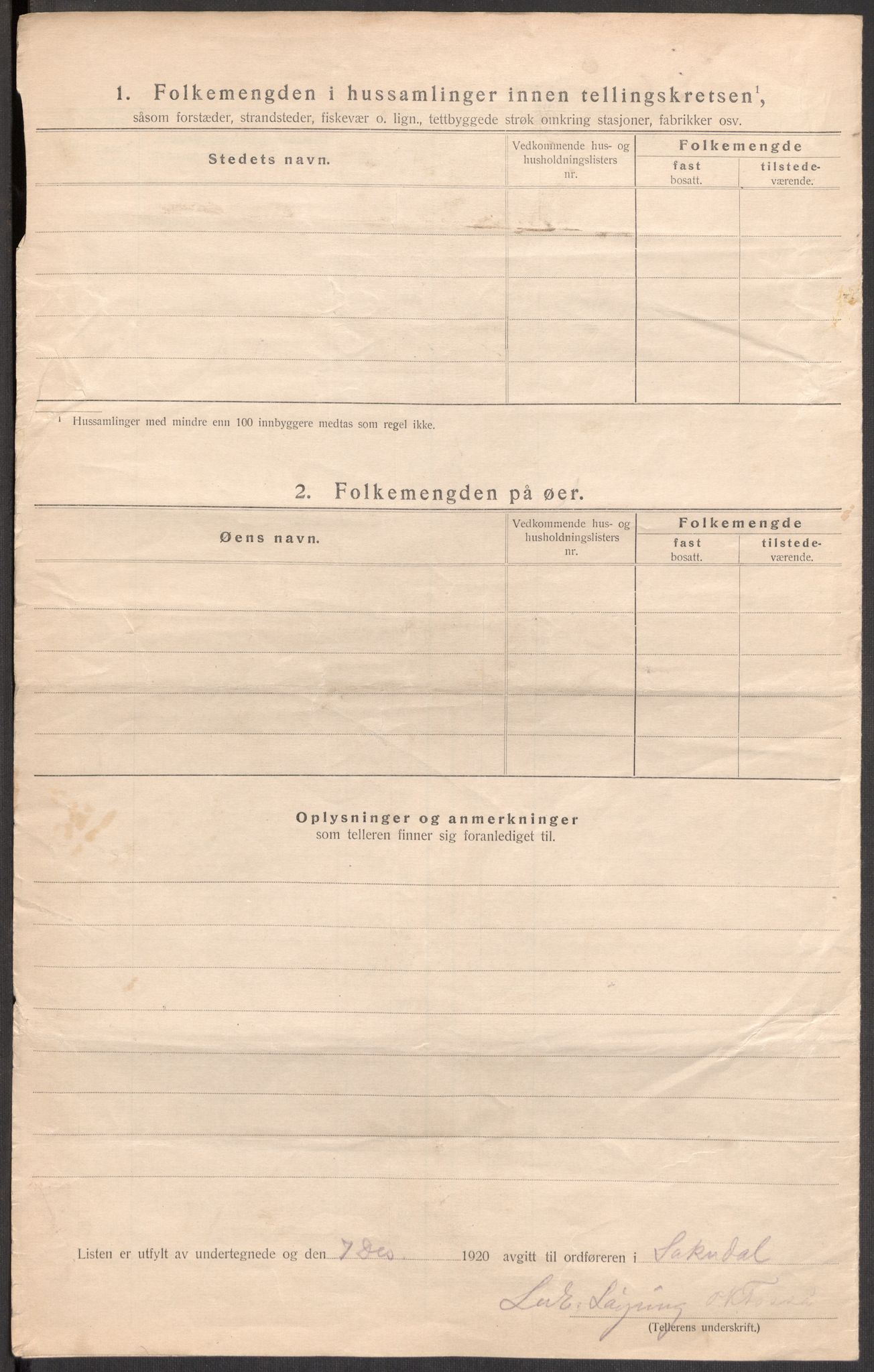 SAST, 1920 census for Sokndal, 1920, p. 23