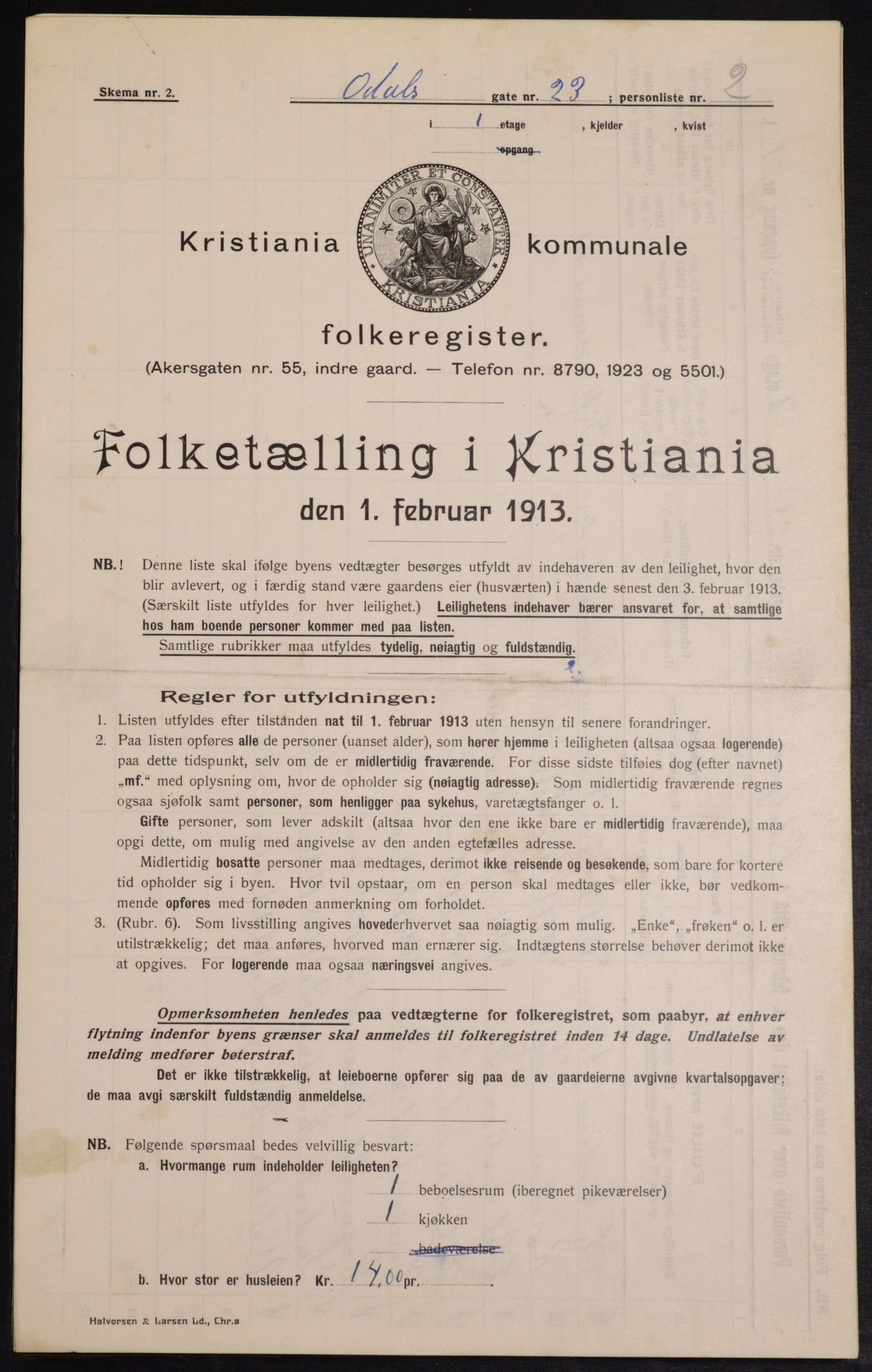 OBA, Municipal Census 1913 for Kristiania, 1913, p. 74553