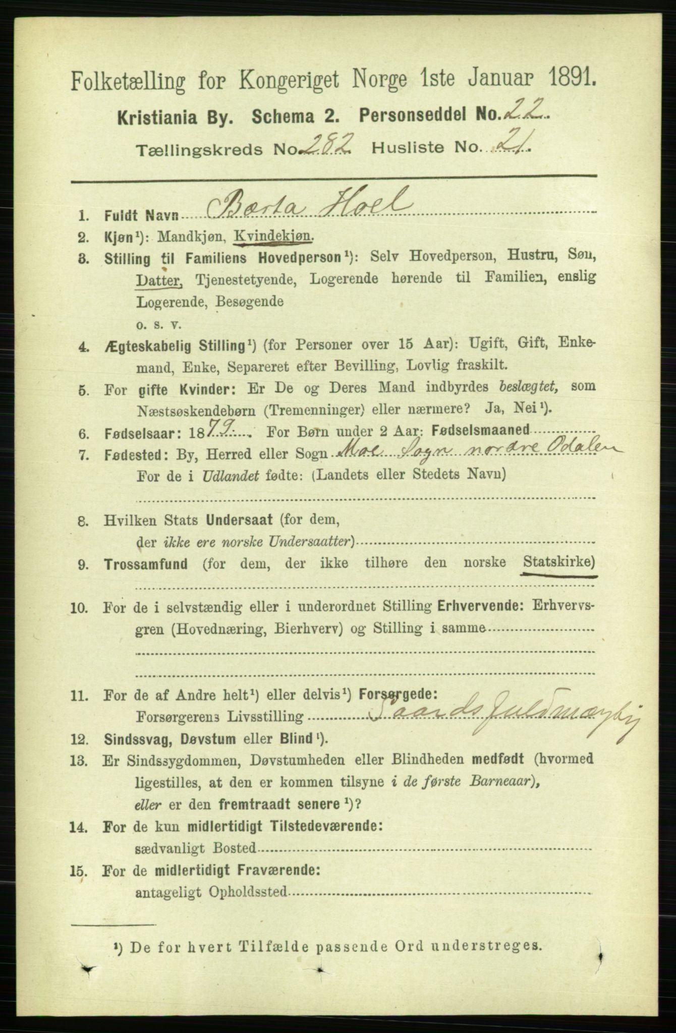RA, 1891 census for 0301 Kristiania, 1891, p. 172321