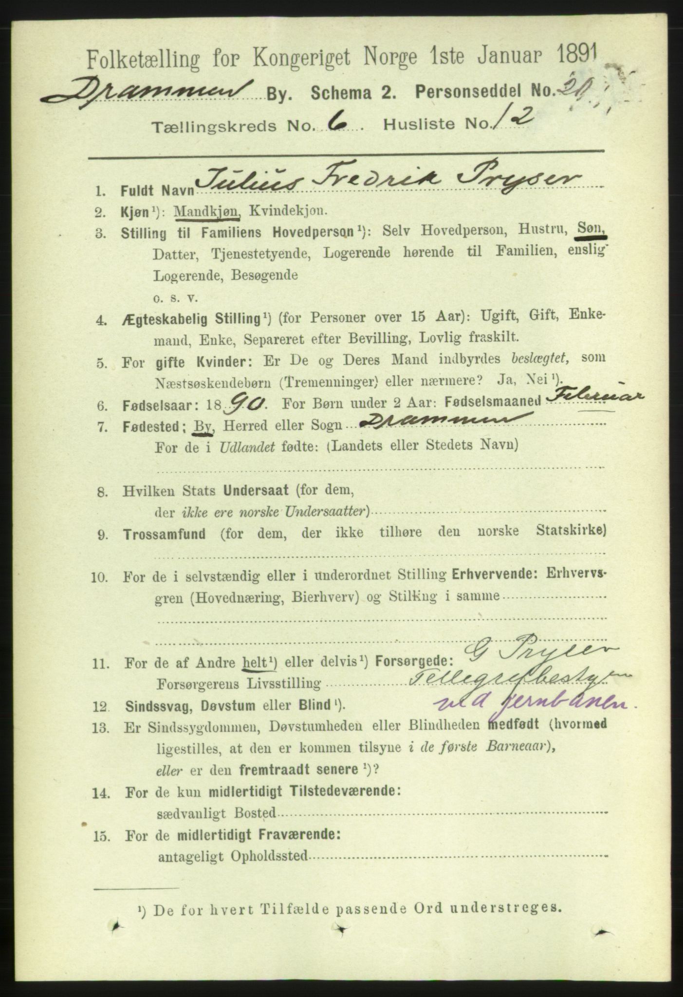 RA, 1891 census for 0602 Drammen, 1891, p. 6235