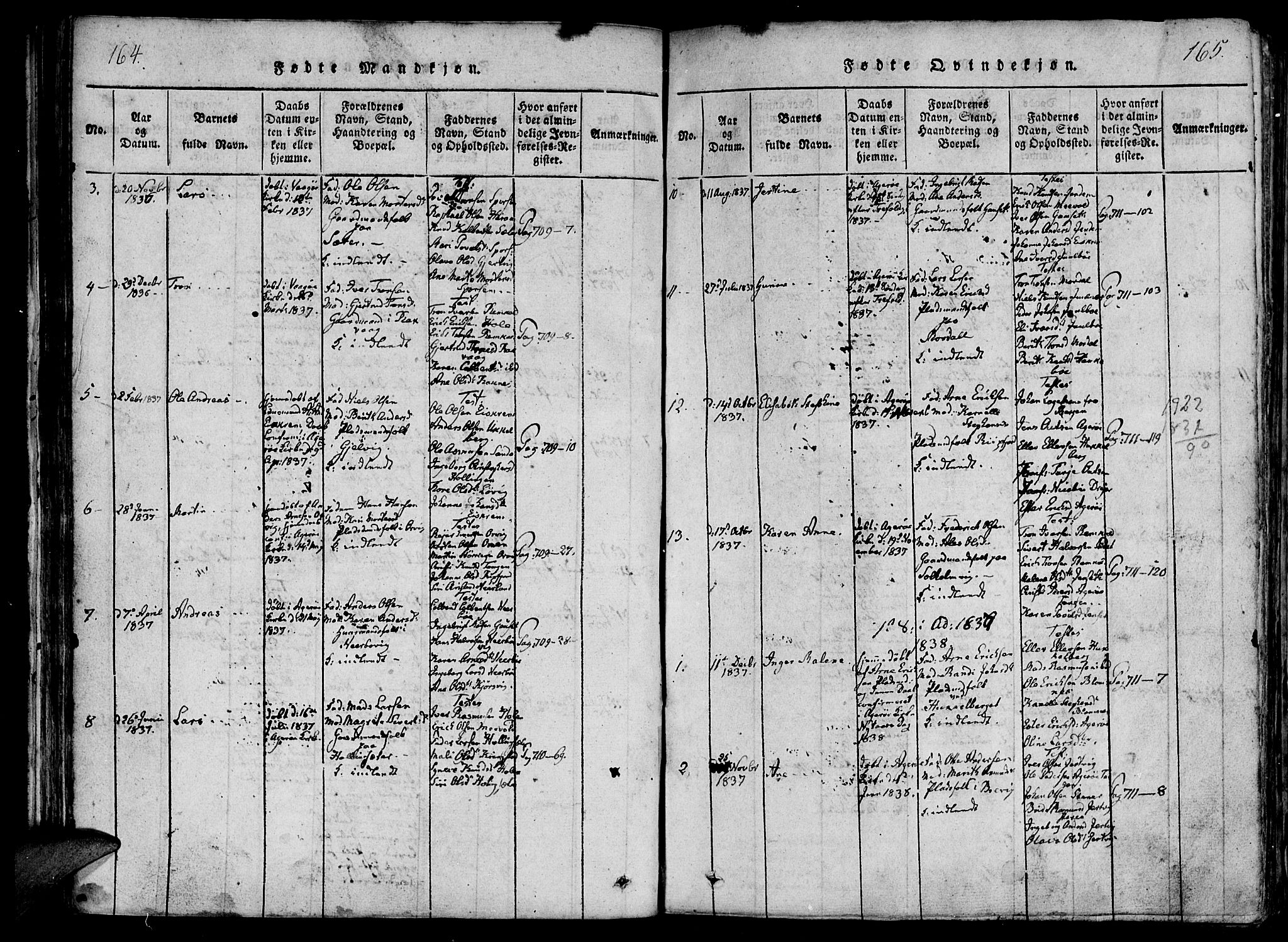 Ministerialprotokoller, klokkerbøker og fødselsregistre - Møre og Romsdal, SAT/A-1454/560/L0718: Parish register (official) no. 560A02, 1817-1844, p. 164-165