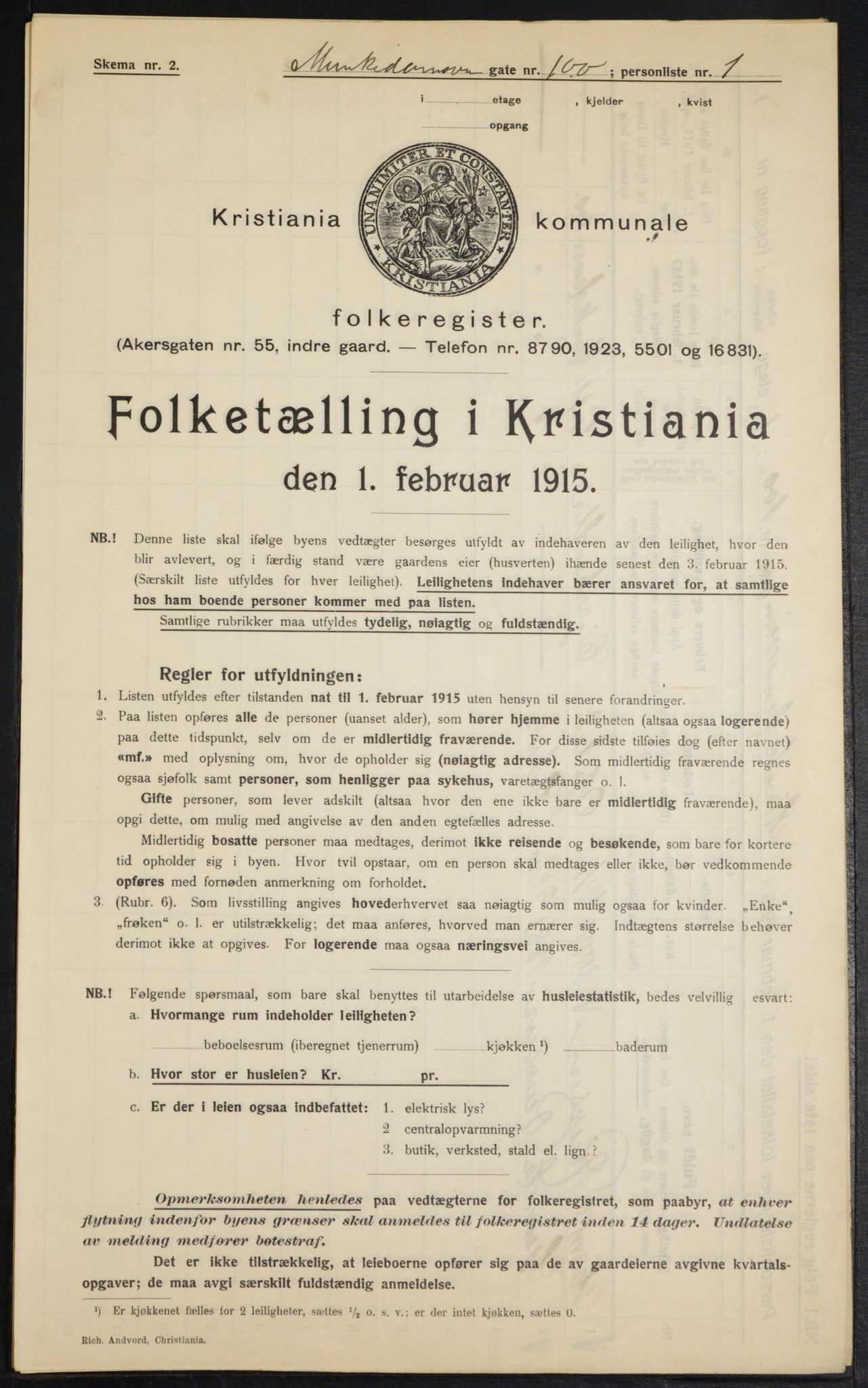 OBA, Municipal Census 1915 for Kristiania, 1915, p. 67373