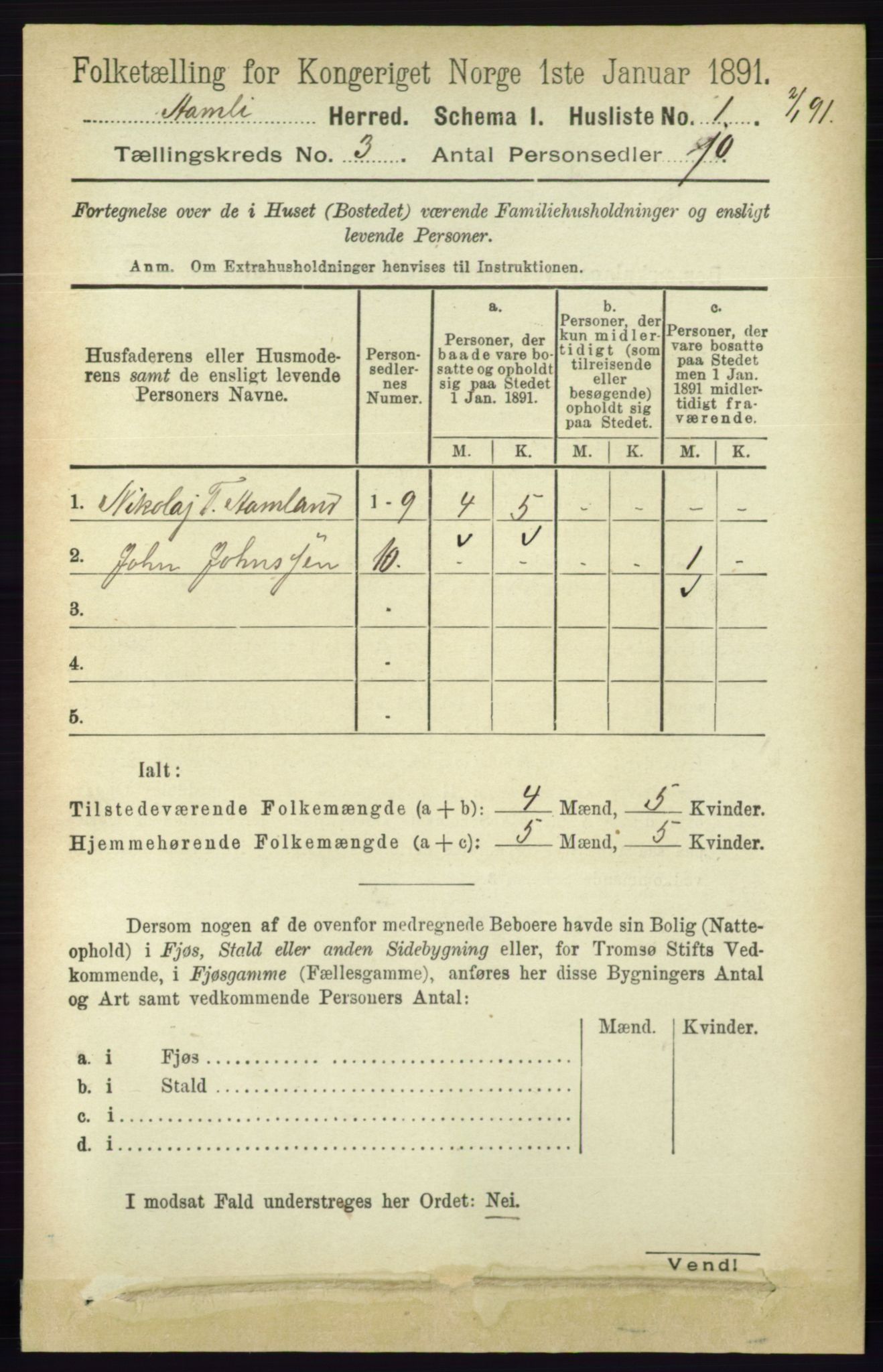 RA, 1891 census for 0929 Åmli, 1891, p. 300