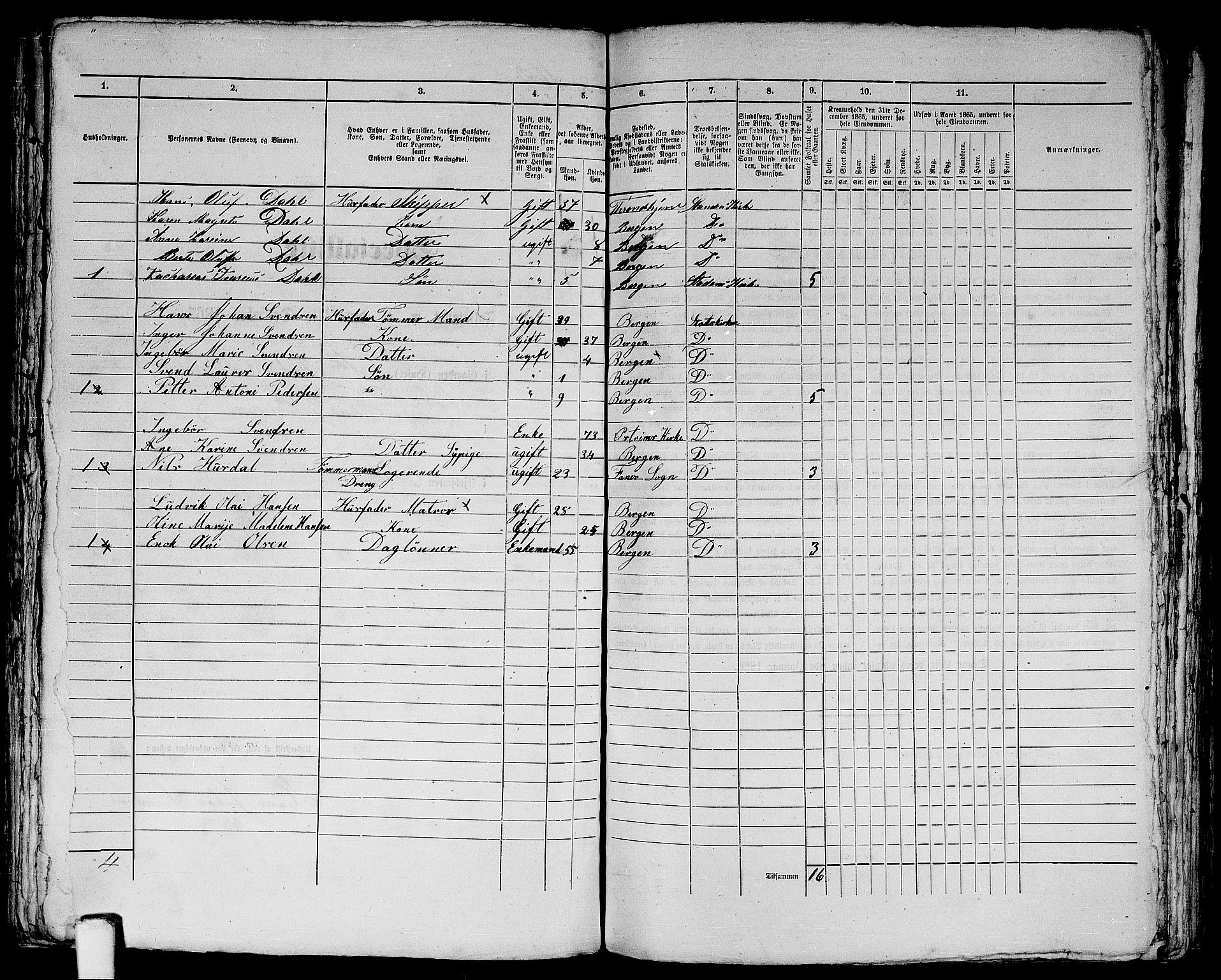 RA, 1865 census for Bergen, 1865, p. 366