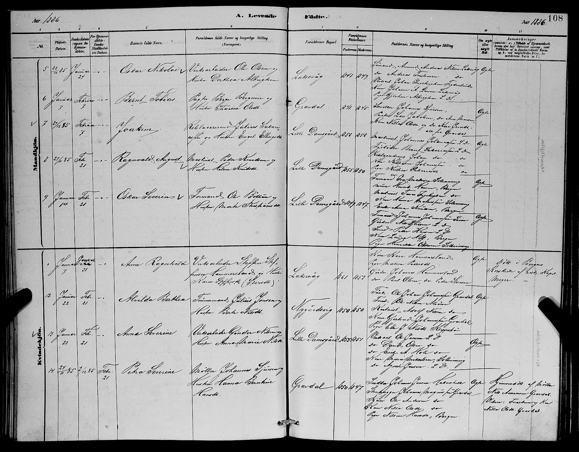 Laksevåg Sokneprestembete, AV/SAB-A-76501/H/Ha/Hab/Haba/L0002: Parish register (copy) no. A 2, 1877-1887, p. 108