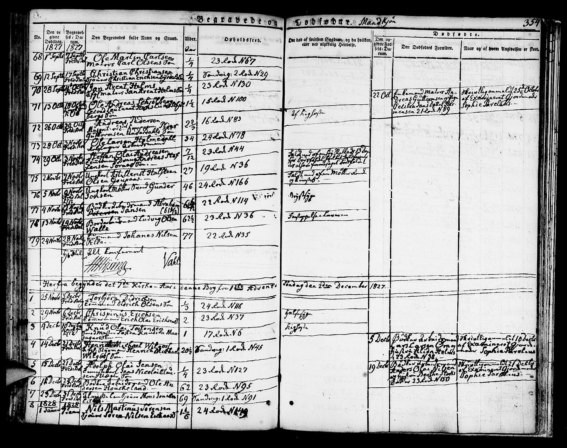 Korskirken sokneprestembete, AV/SAB-A-76101/H/Hab: Parish register (copy) no. A 3, 1821-1831, p. 354