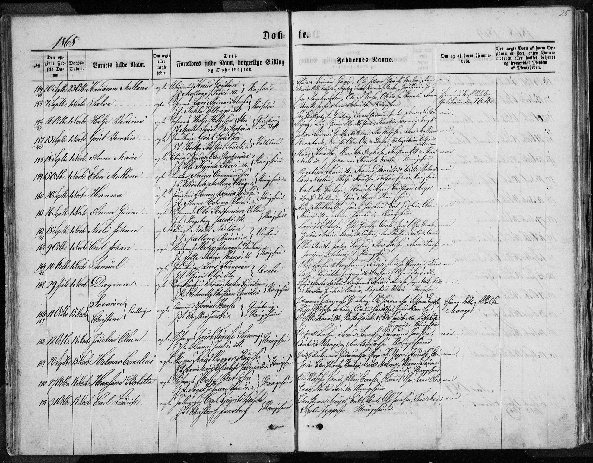 Torvastad sokneprestkontor, AV/SAST-A -101857/H/Ha/Haa/L0012: Parish register (official) no. A 12.1, 1867-1877, p. 25