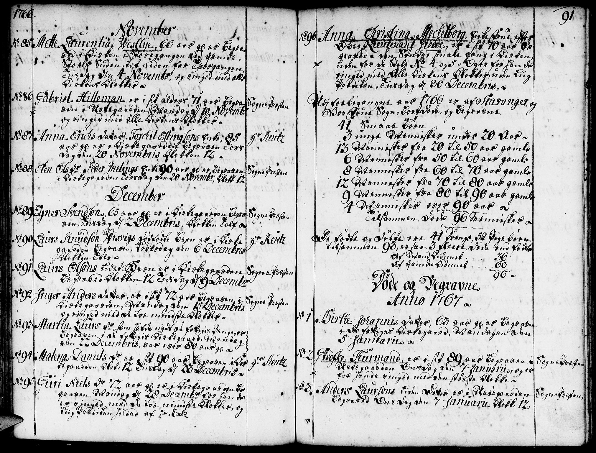 Domkirken sokneprestkontor, SAST/A-101812/001/30/30BA/L0005: Parish register (official) no. A 5, 1744-1788, p. 91