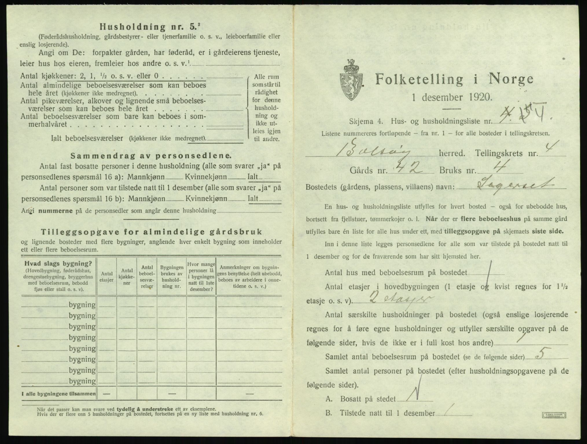 SAT, 1920 census for Bolsøy, 1920, p. 787