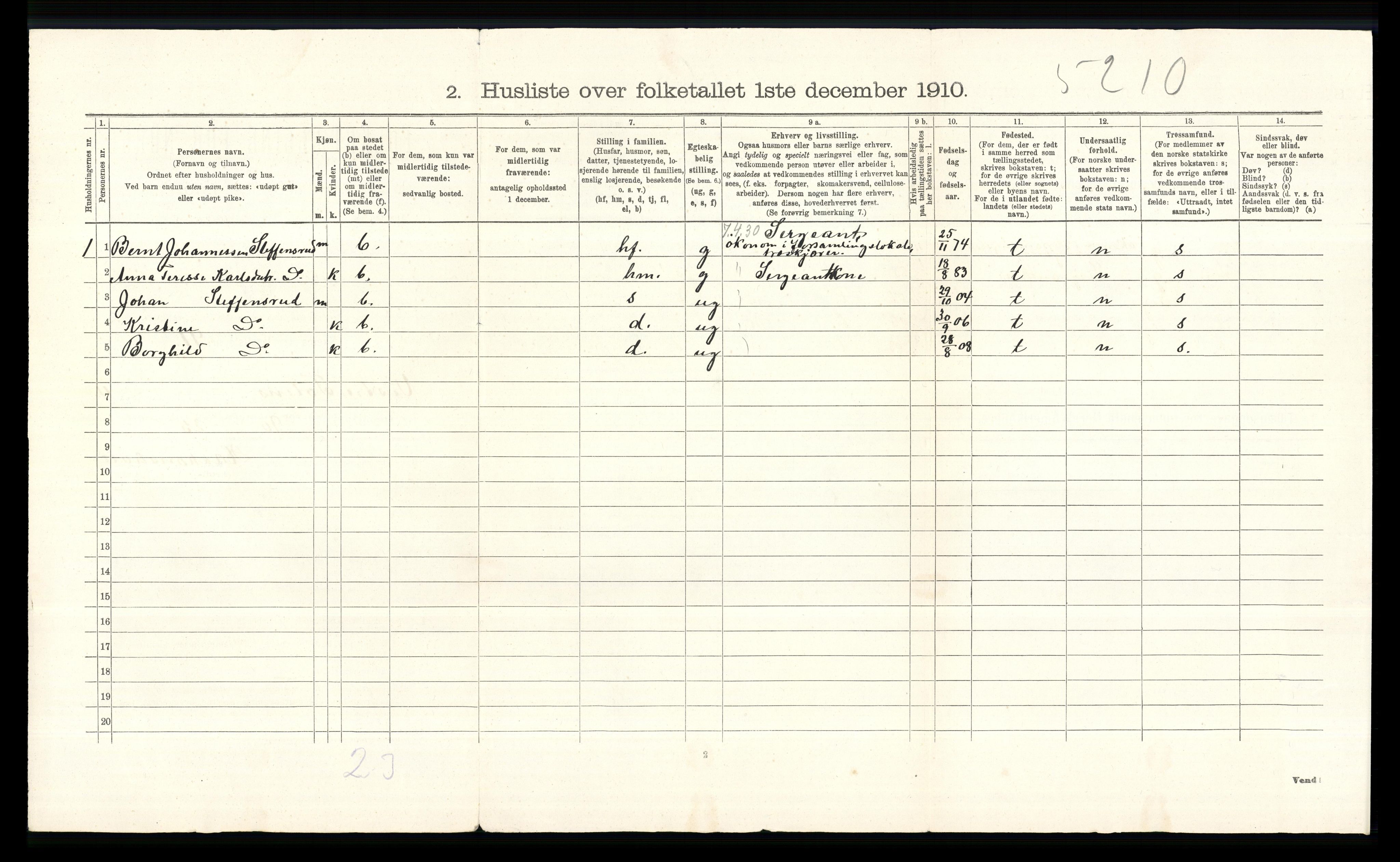 RA, 1910 census for Vestre Toten, 1910, p. 702