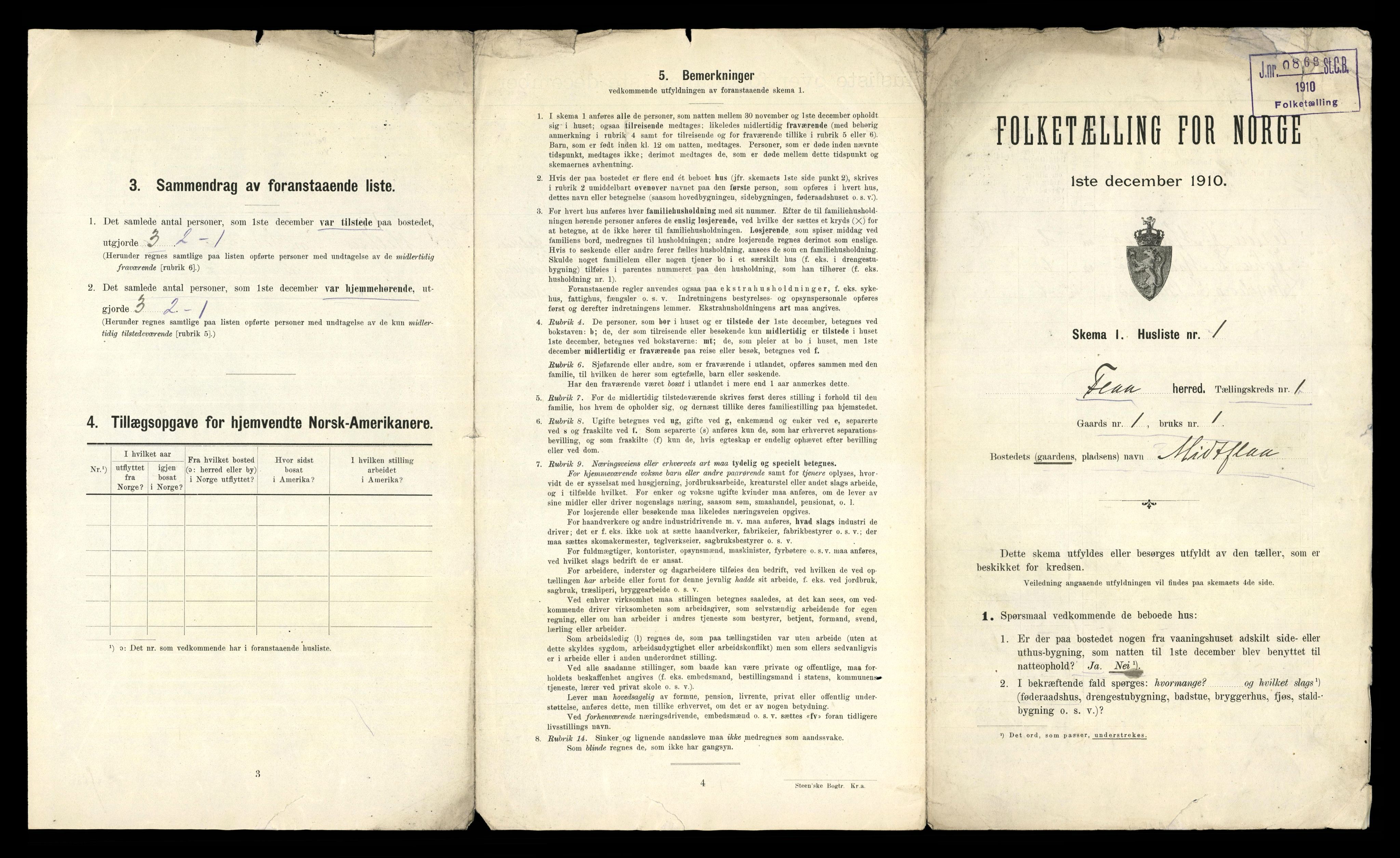 RA, 1910 census for Flå, 1910, p. 17