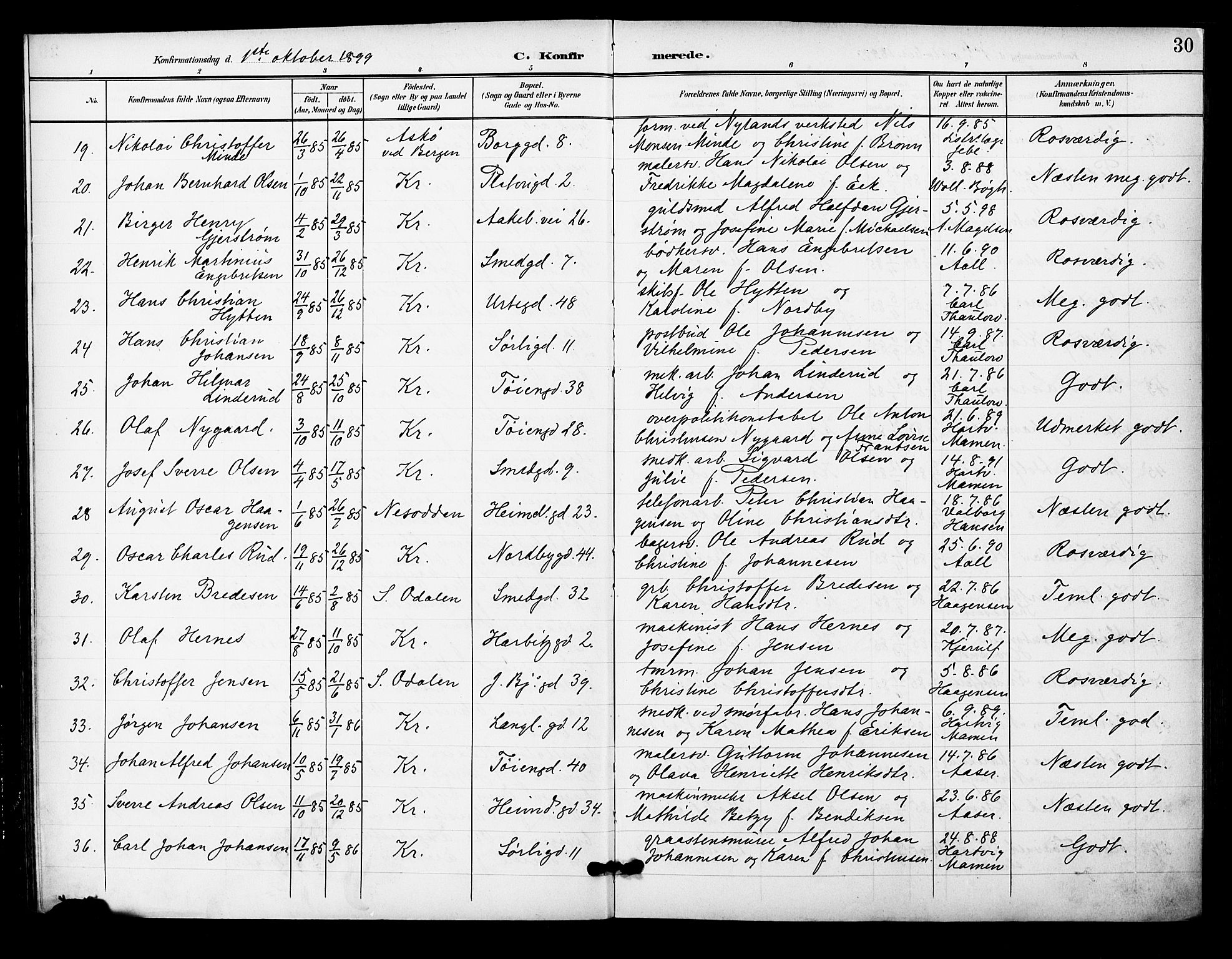 Grønland prestekontor Kirkebøker, SAO/A-10848/F/Fa/L0015: Parish register (official) no. 15, 1899-1919, p. 30