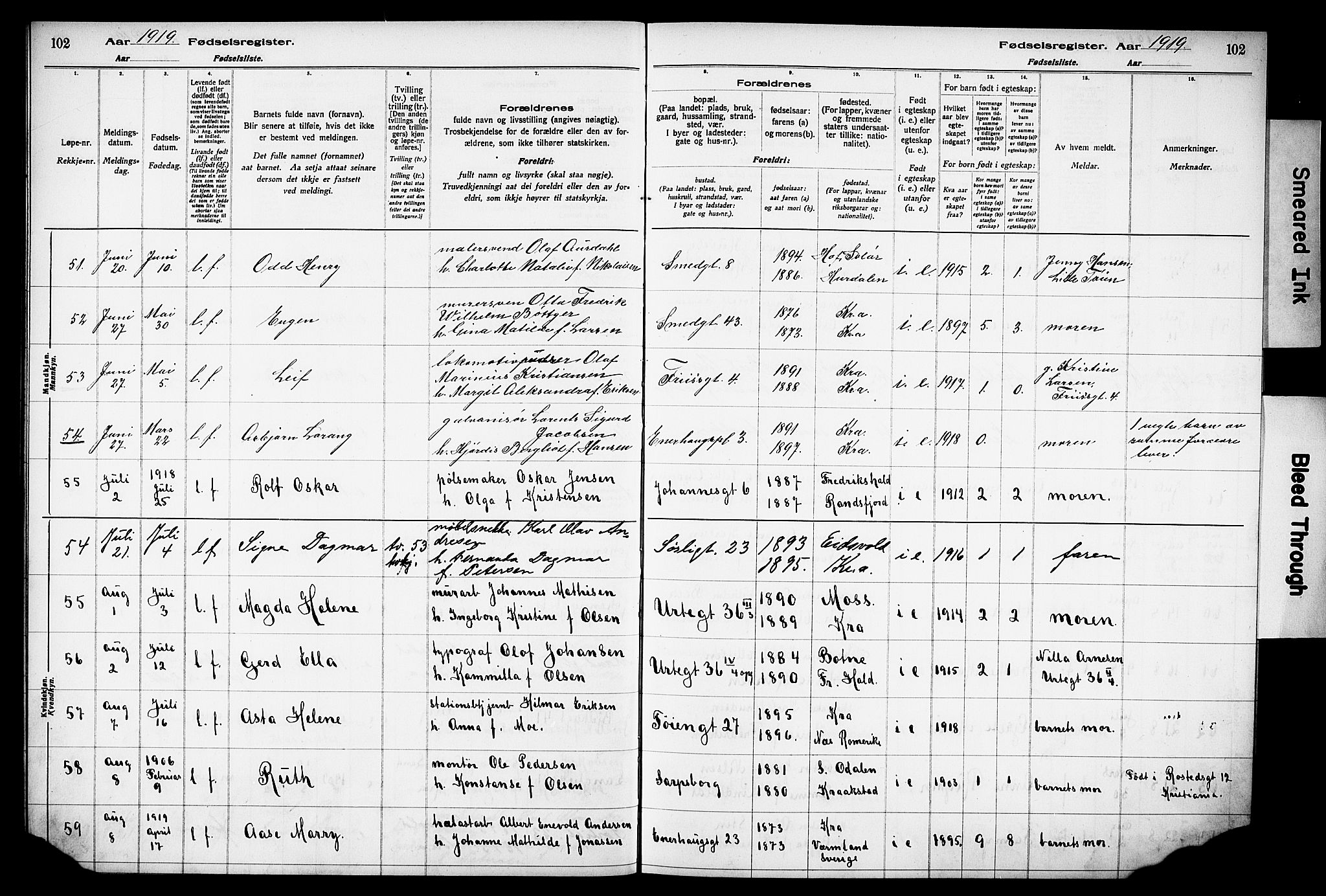 Grønland prestekontor Kirkebøker, AV/SAO-A-10848/J/Ja/L0001: Birth register no. 1, 1916-1922, p. 102