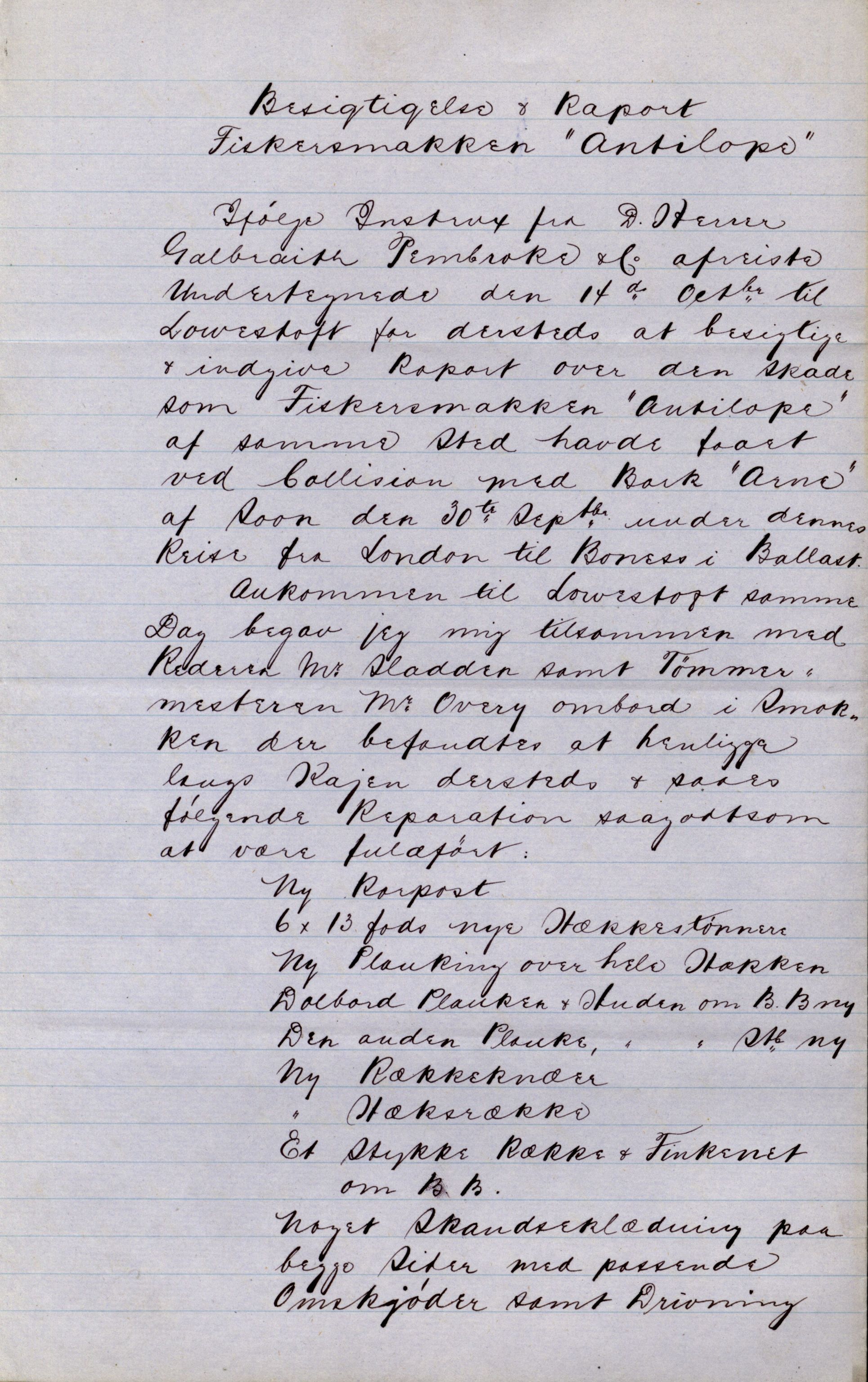 Pa 63 - Østlandske skibsassuranceforening, VEMU/A-1079/G/Ga/L0026/0008: Havaridokumenter / Bernadotte, Bardeu, Augustinus, Atlanta, Arne, 1890, p. 76