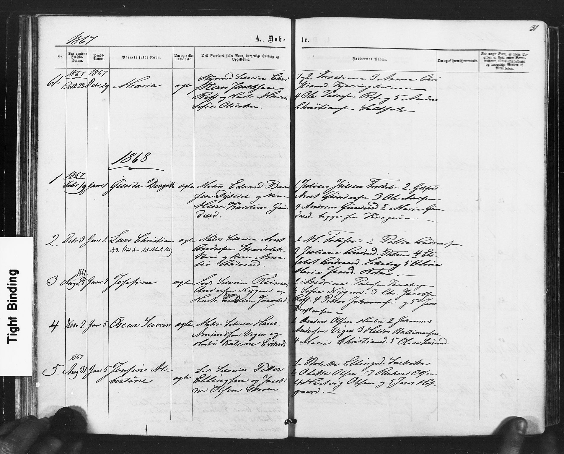 Hvaler prestekontor Kirkebøker, SAO/A-2001/F/Fa/L0007: Parish register (official) no. I 7, 1864-1878, p. 31