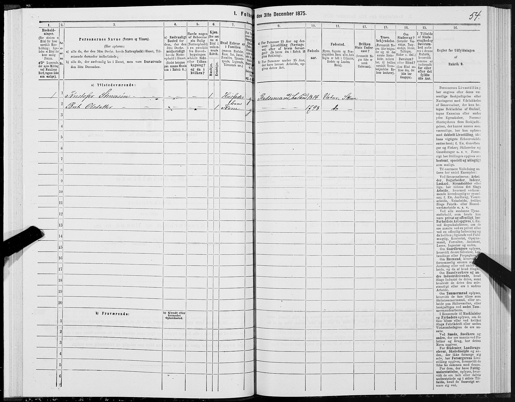 SAT, 1875 census for 1529P Skodje, 1875, p. 3054