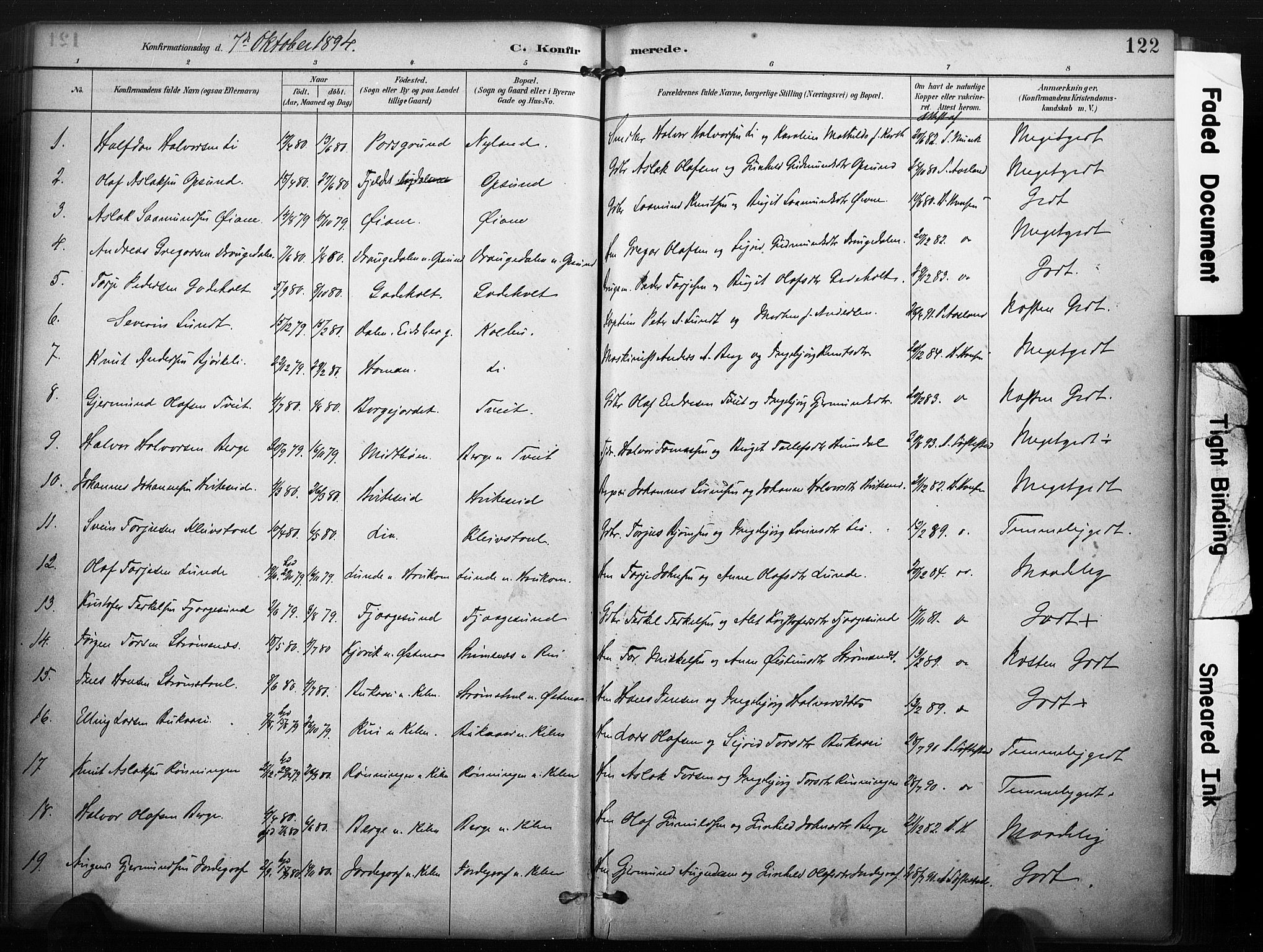 Kviteseid kirkebøker, SAKO/A-276/F/Fa/L0008: Parish register (official) no. I 8, 1882-1903, p. 122