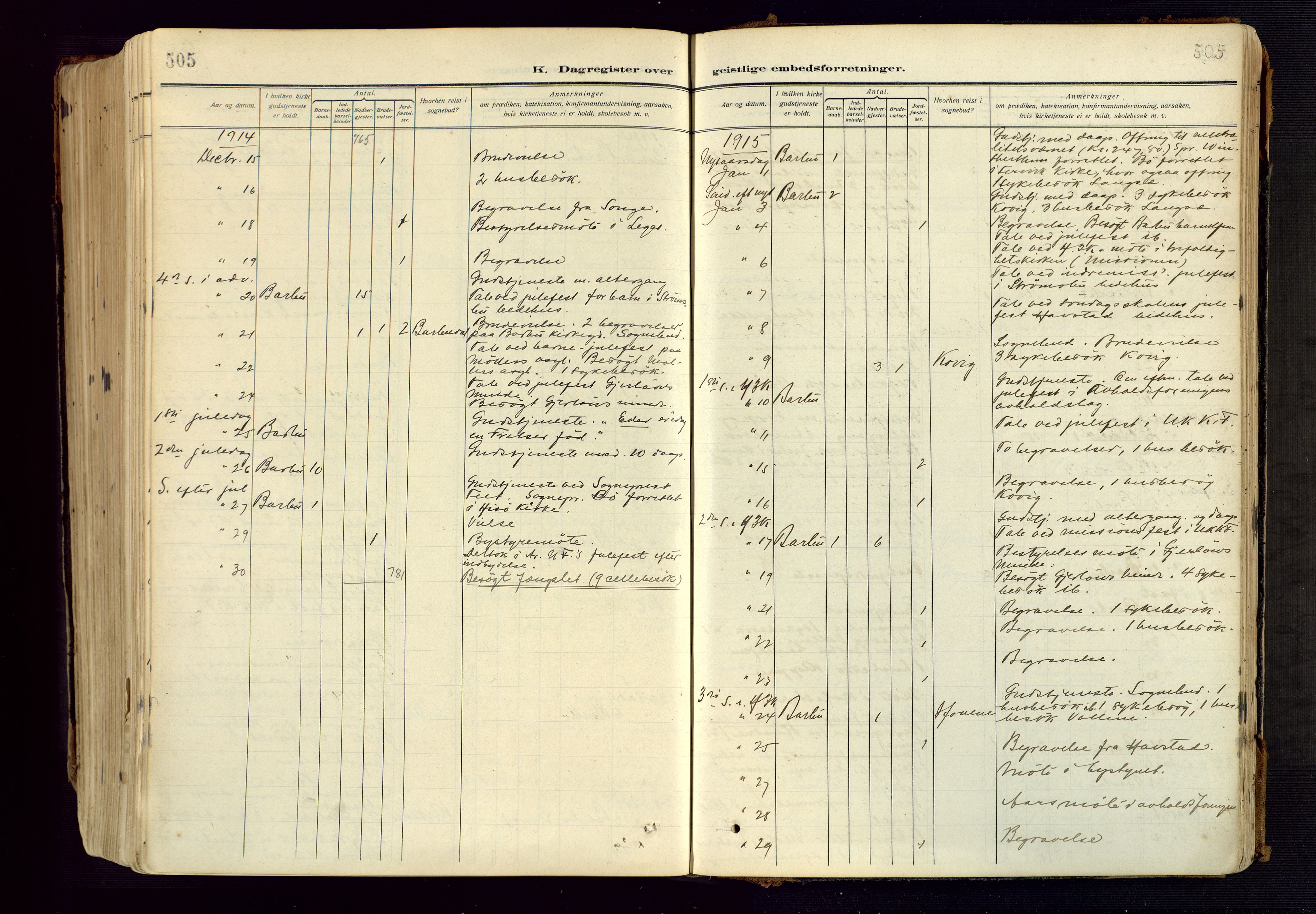 Barbu sokneprestkontor, SAK/1111-0003/F/Fa/L0006: Parish register (official) no. A 6, 1910-1929, p. 505