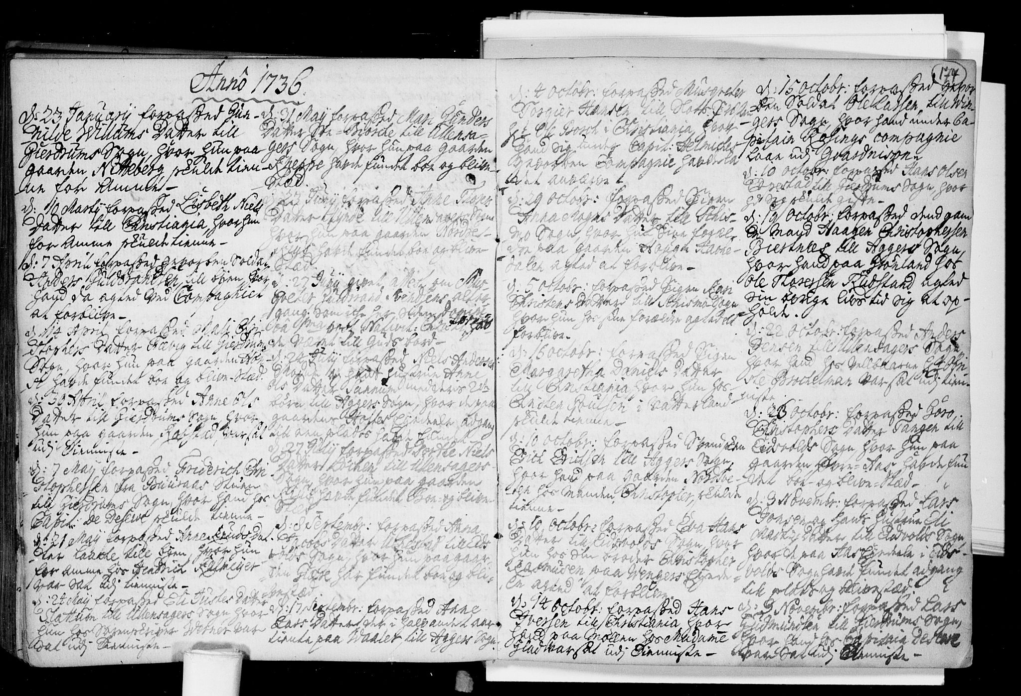 Nannestad prestekontor Kirkebøker, SAO/A-10414a/F/Fa/L0005: Parish register (official) no. I 5, 1729-1738, p. 174