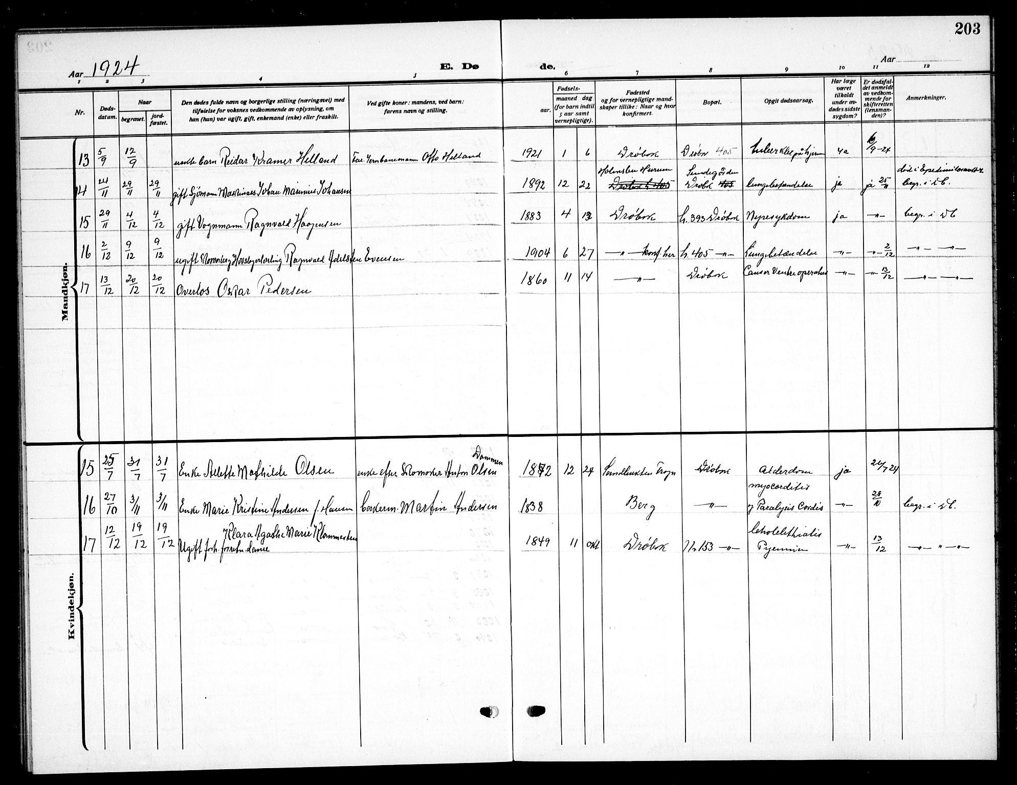 Drøbak prestekontor Kirkebøker, AV/SAO-A-10142a/G/Ga/L0002: Parish register (copy) no. I 2, 1917-1932, p. 203