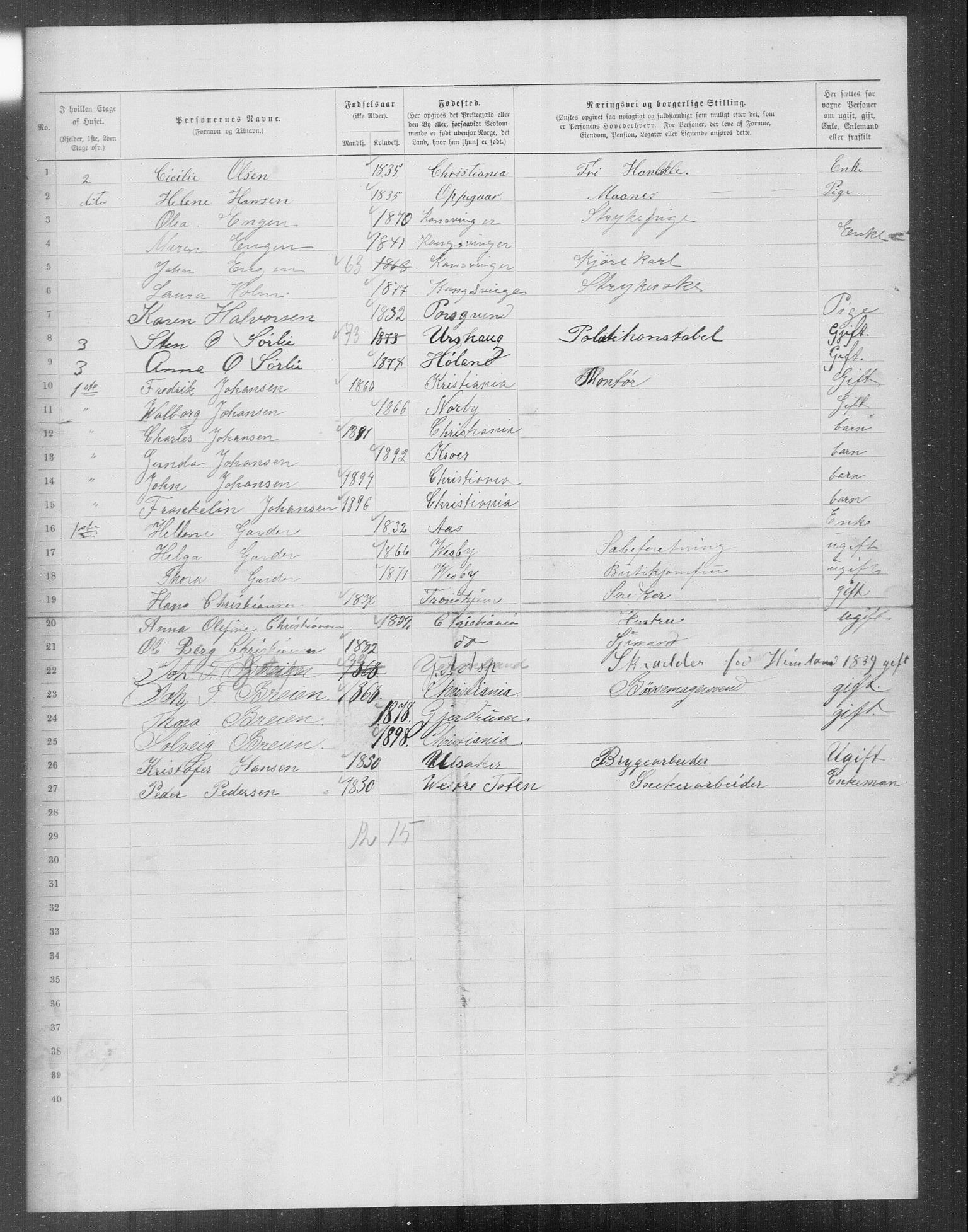 OBA, Municipal Census 1899 for Kristiania, 1899, p. 14840