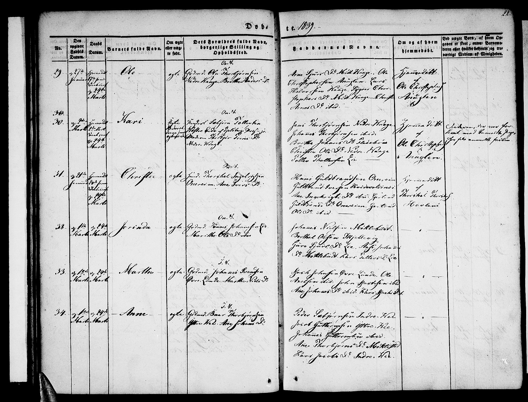 Tysnes sokneprestembete, AV/SAB-A-78601/H/Haa: Parish register (official) no. A 9, 1837-1848, p. 22