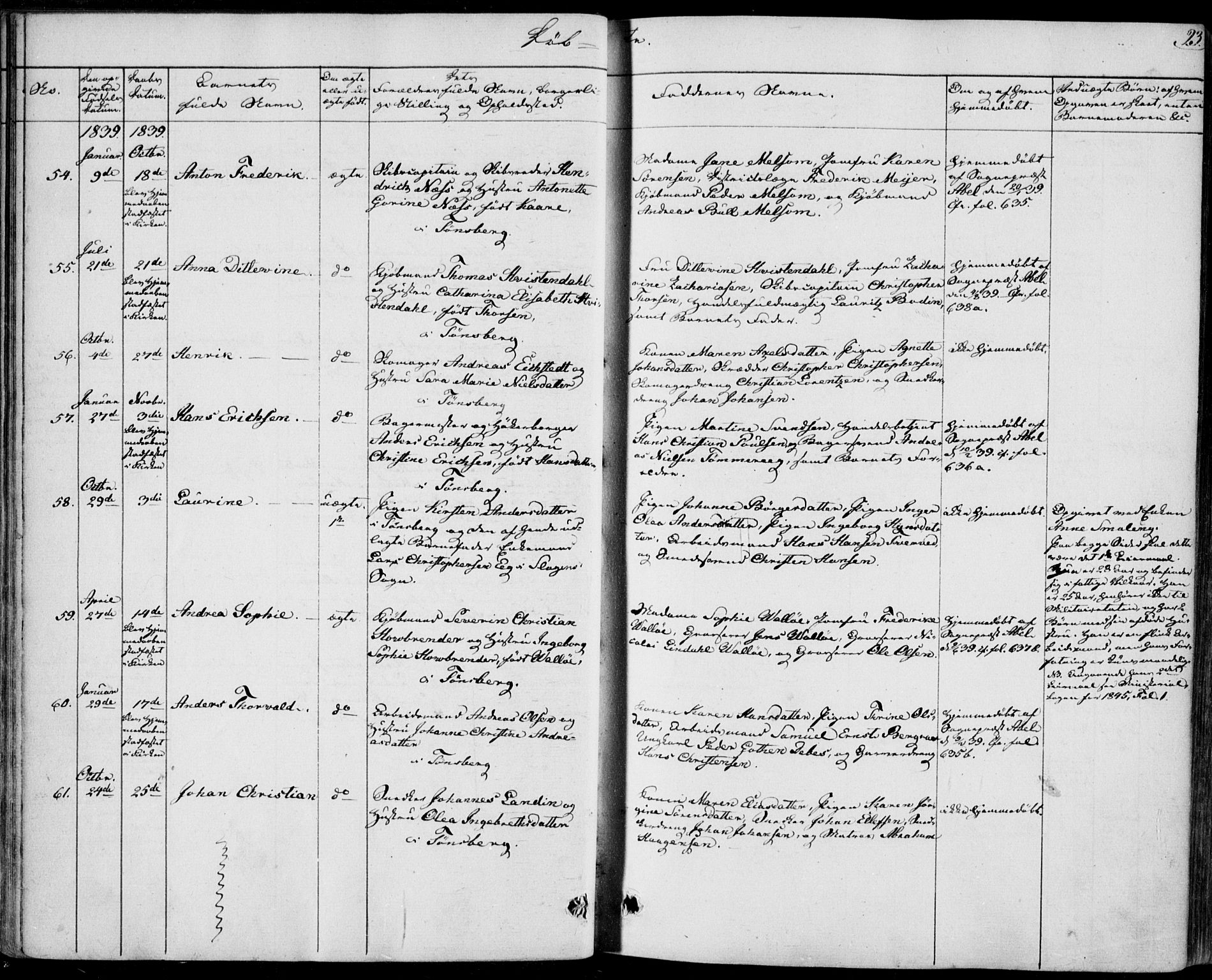 Tønsberg kirkebøker, AV/SAKO-A-330/F/Fa/L0006: Parish register (official) no. I 6, 1836-1844, p. 23